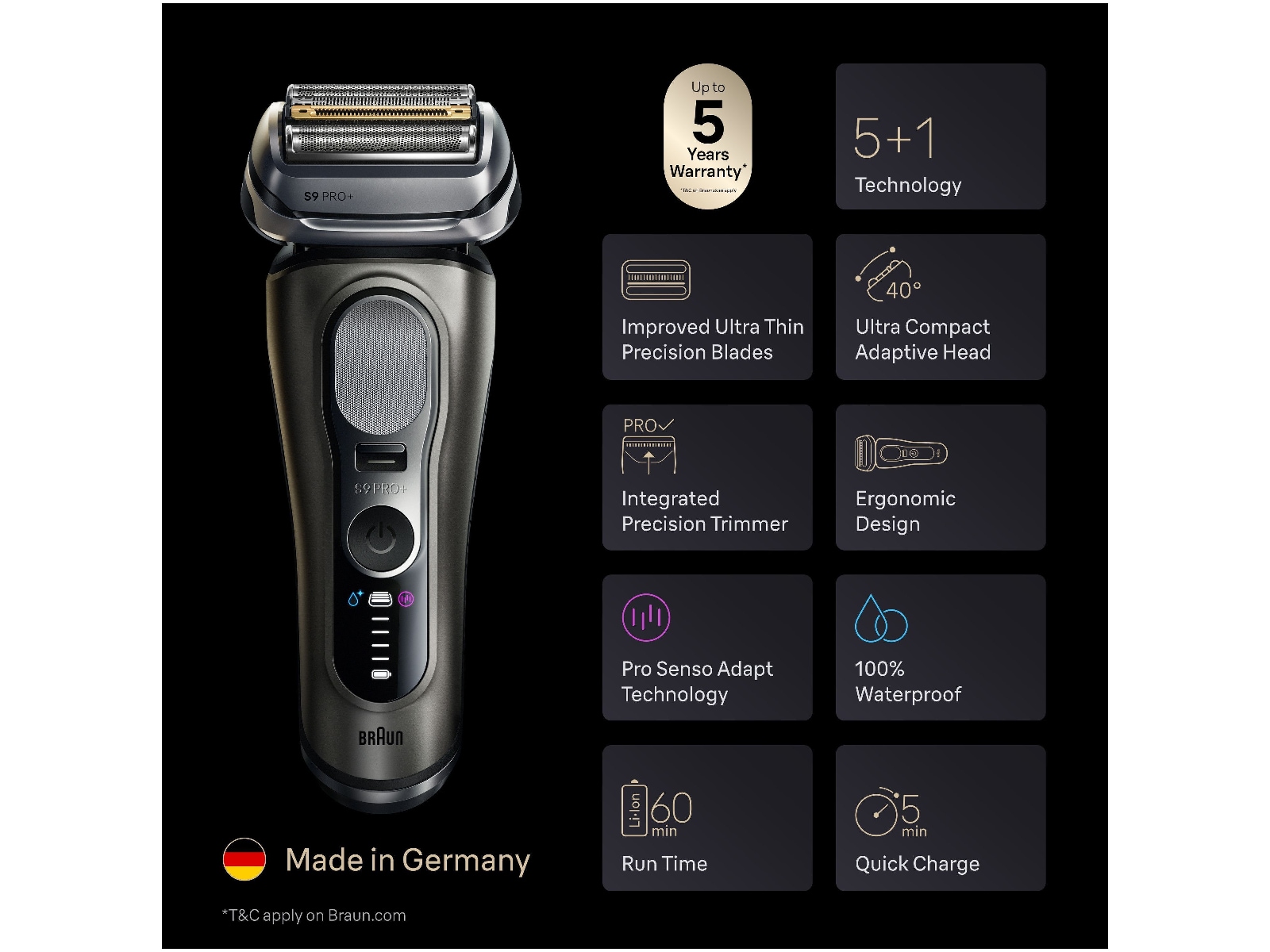 Braun Series 9 PRO+ Elektrisk Barbermaskin 9675CC Barbermaskiner
