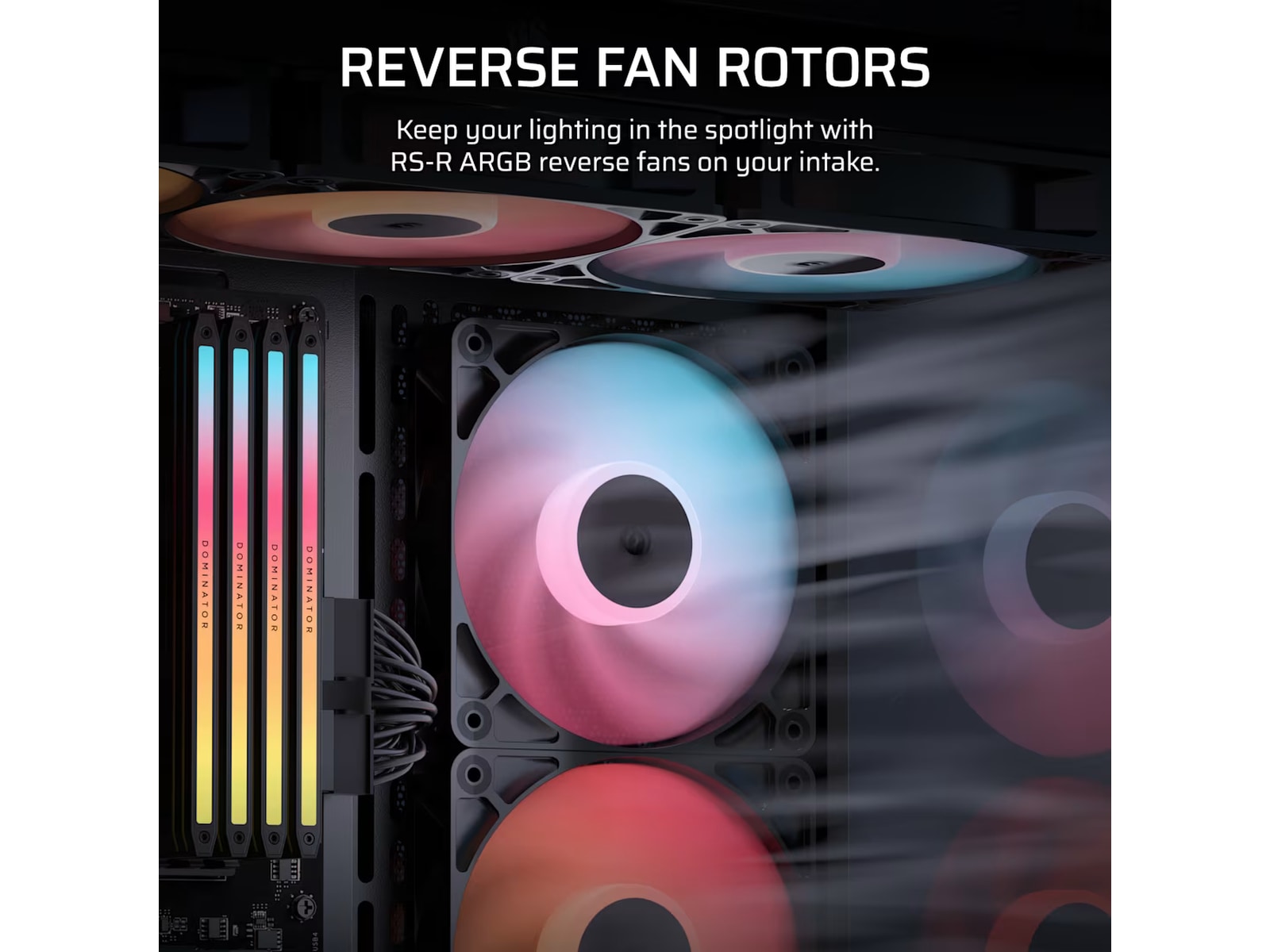 Corsair RS120-R ARGB PWM Reverse Vifte 3pk (sort) Vifter