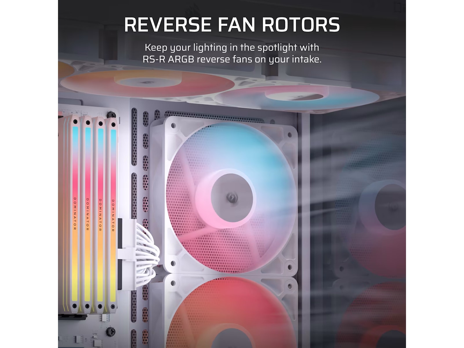 Corsair RS120-R ARGB PWM Reverse Vifte 3pk (hvit) Vifter