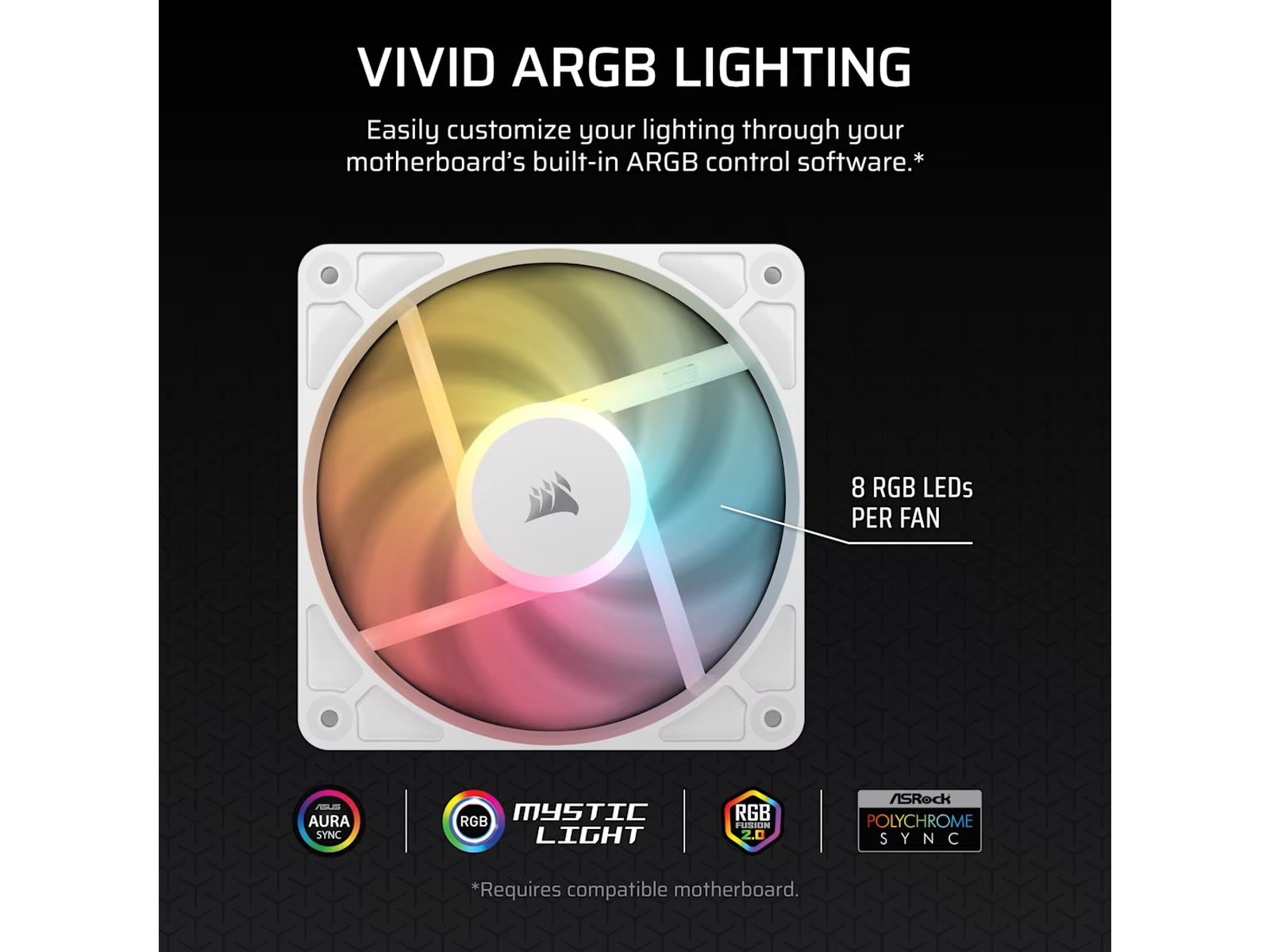 Corsair RS120-R ARGB PWM Reverse Vifte 3pk (hvit) Vifter