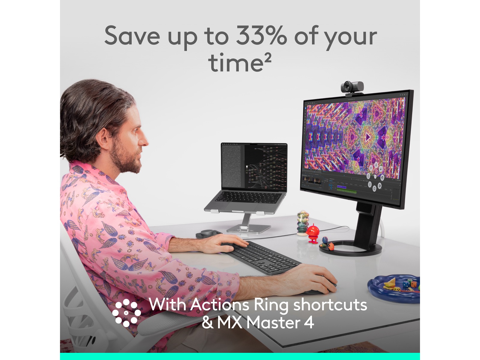 Logitech MX Master 4 Trådløs Ergonomisk Mus (lysegrå) Mus