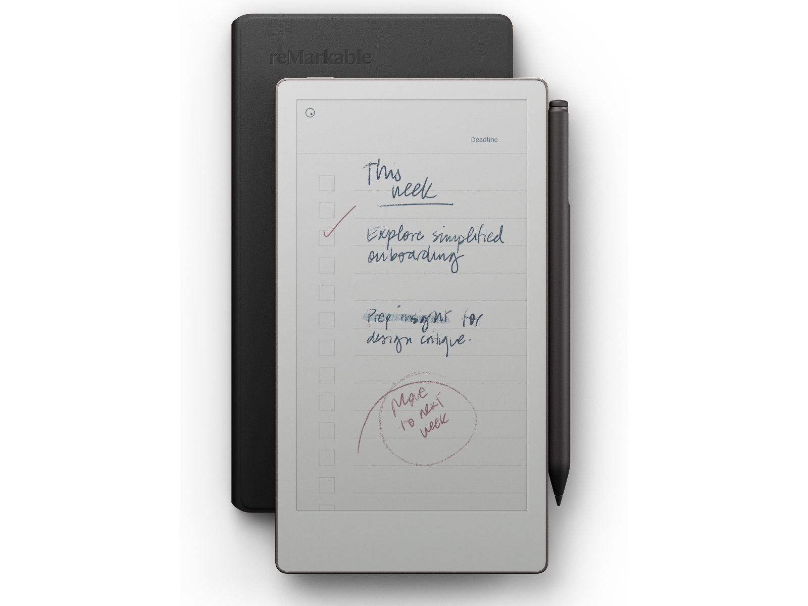 reMarkable Paper Pro Move 7.3" inkl. Marker Plus & Book Folio (sort skinn) Digitale notatblokker & tilbehør