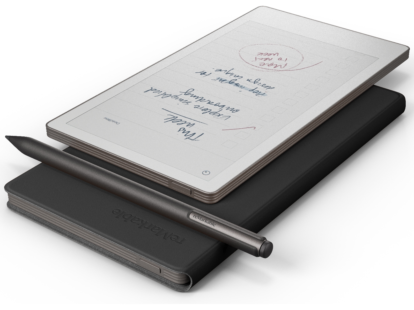 reMarkable Paper Pro Move 7.3" inkl. Marker Plus & Book Folio (sort skinn) Digitale notatblokker & tilbehør