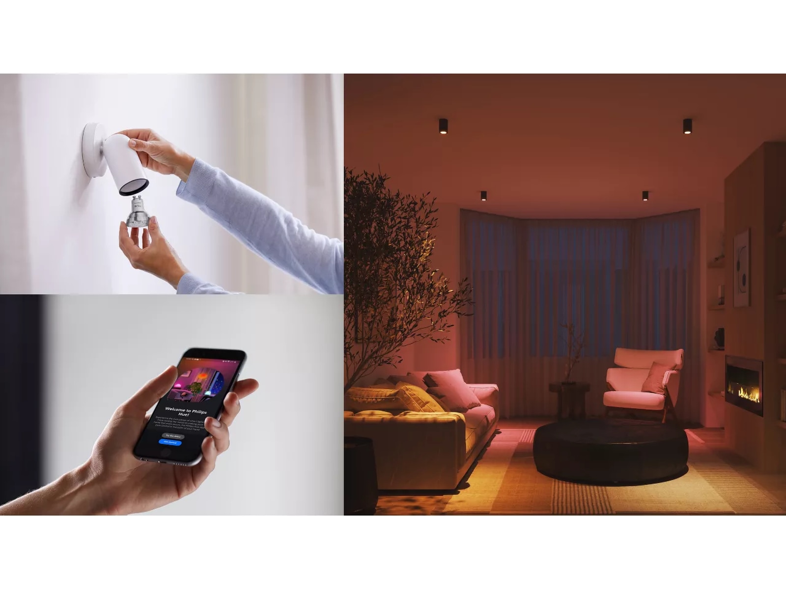 Philips Hue Essential WCA Startpakke (3x GU10 spot + Bridge) Lyspærer & LED-pærer