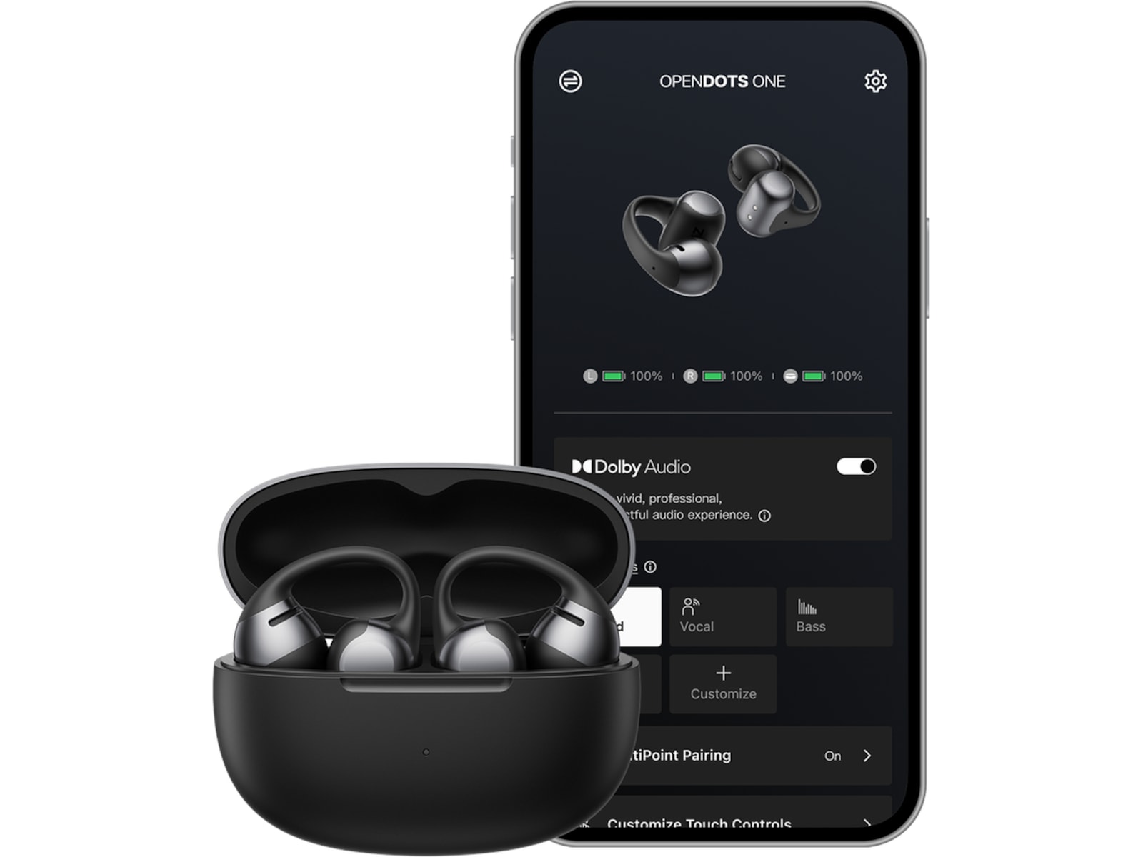 SHOKZ OpenDots Trådløse åpne ørepropper, half In-Ear (sort) Ørepropper