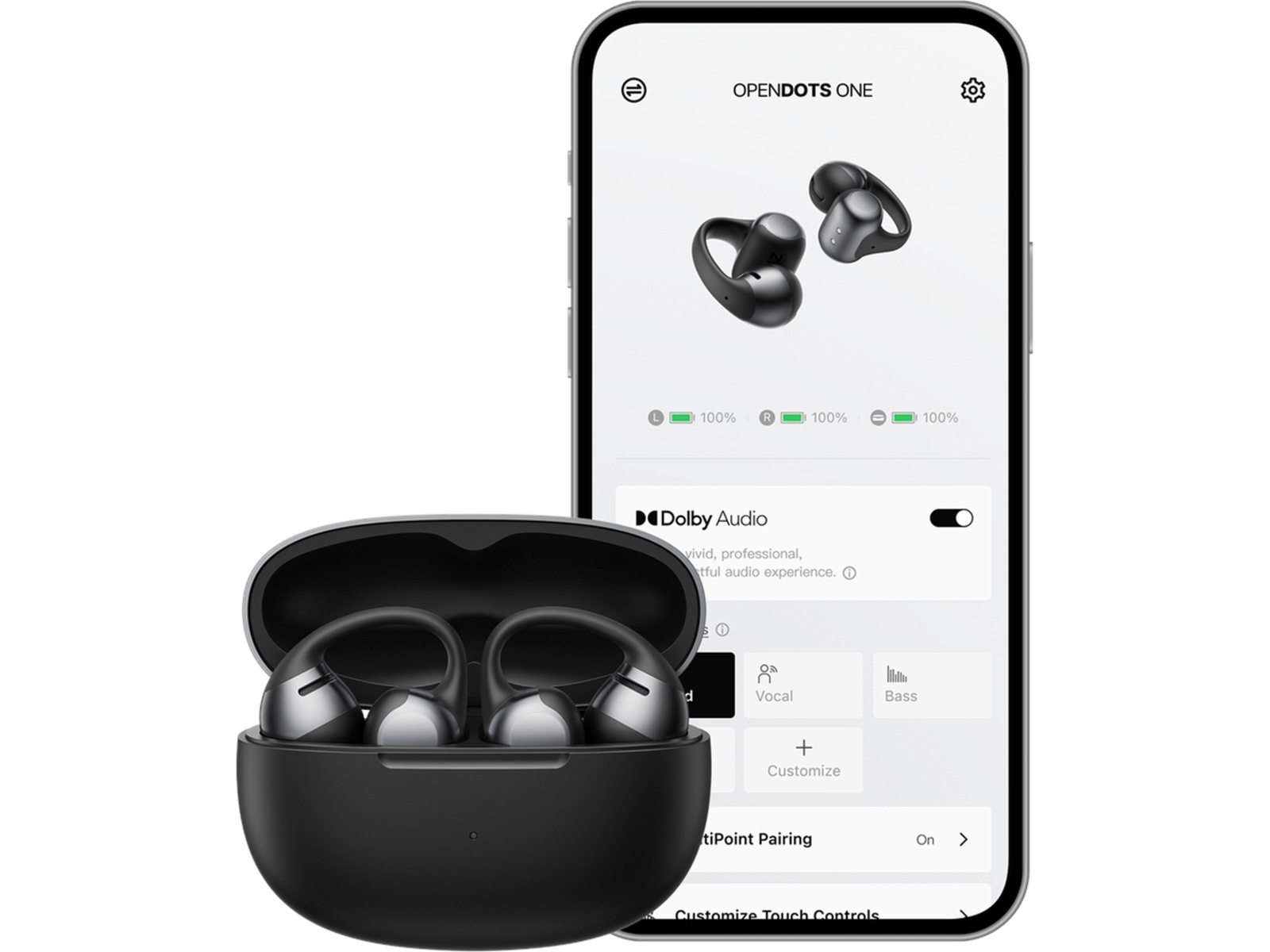 SHOKZ OpenDots Trådløse åpne ørepropper, half In-Ear (sort) Ørepropper