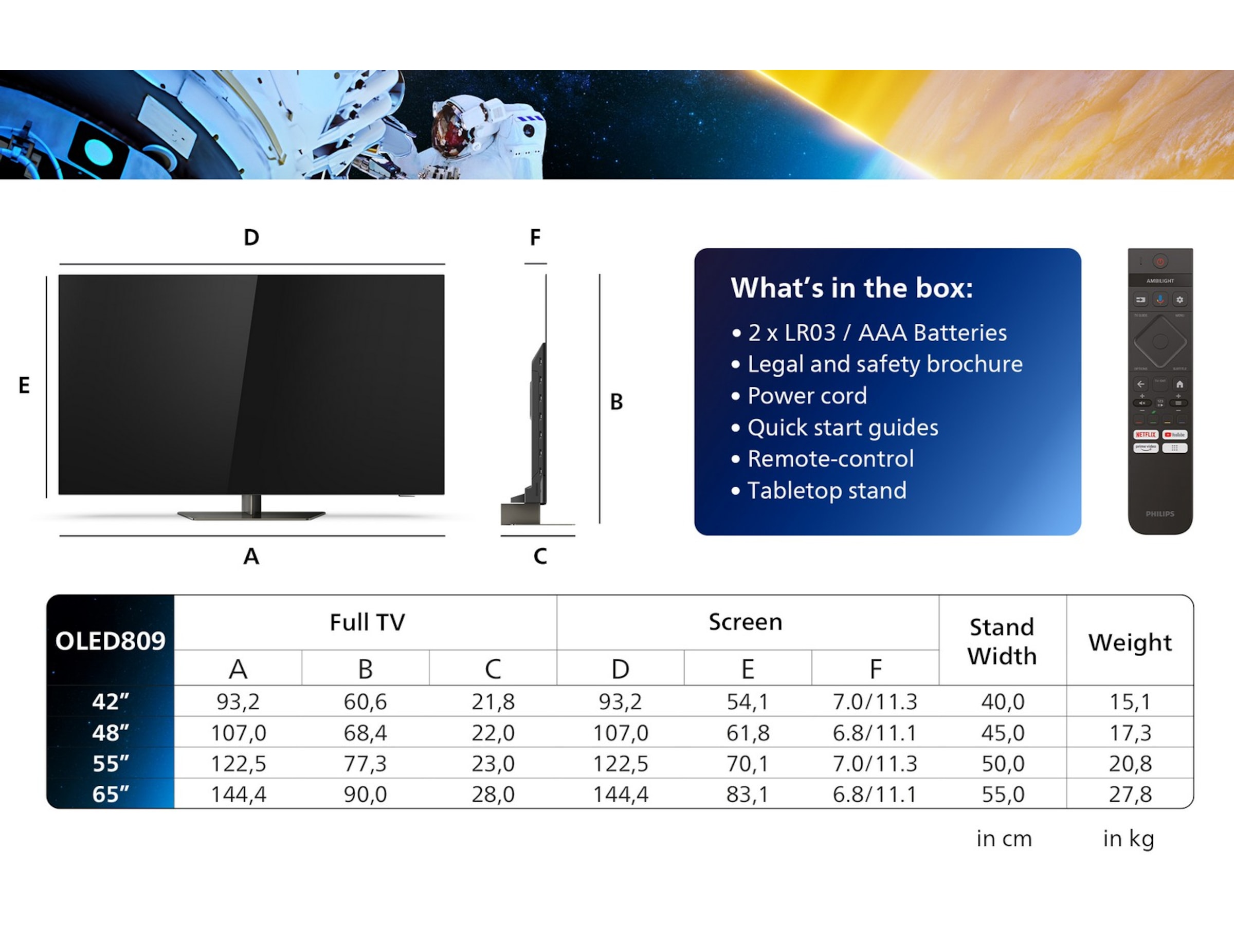 Philips 48" 4K UHD OLED Smart TV Ambilight 48OLED809 -B-Grade Demo TV/projektor