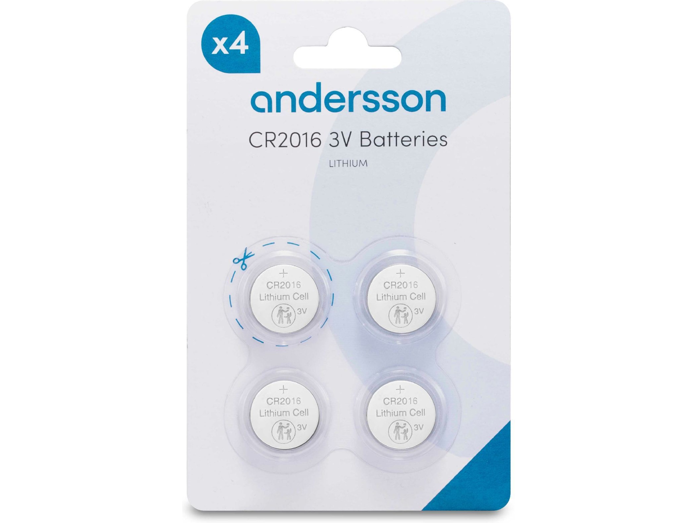 Andersson CR2016 Litiumbatteri, 4-pk Batterier til generell bruk