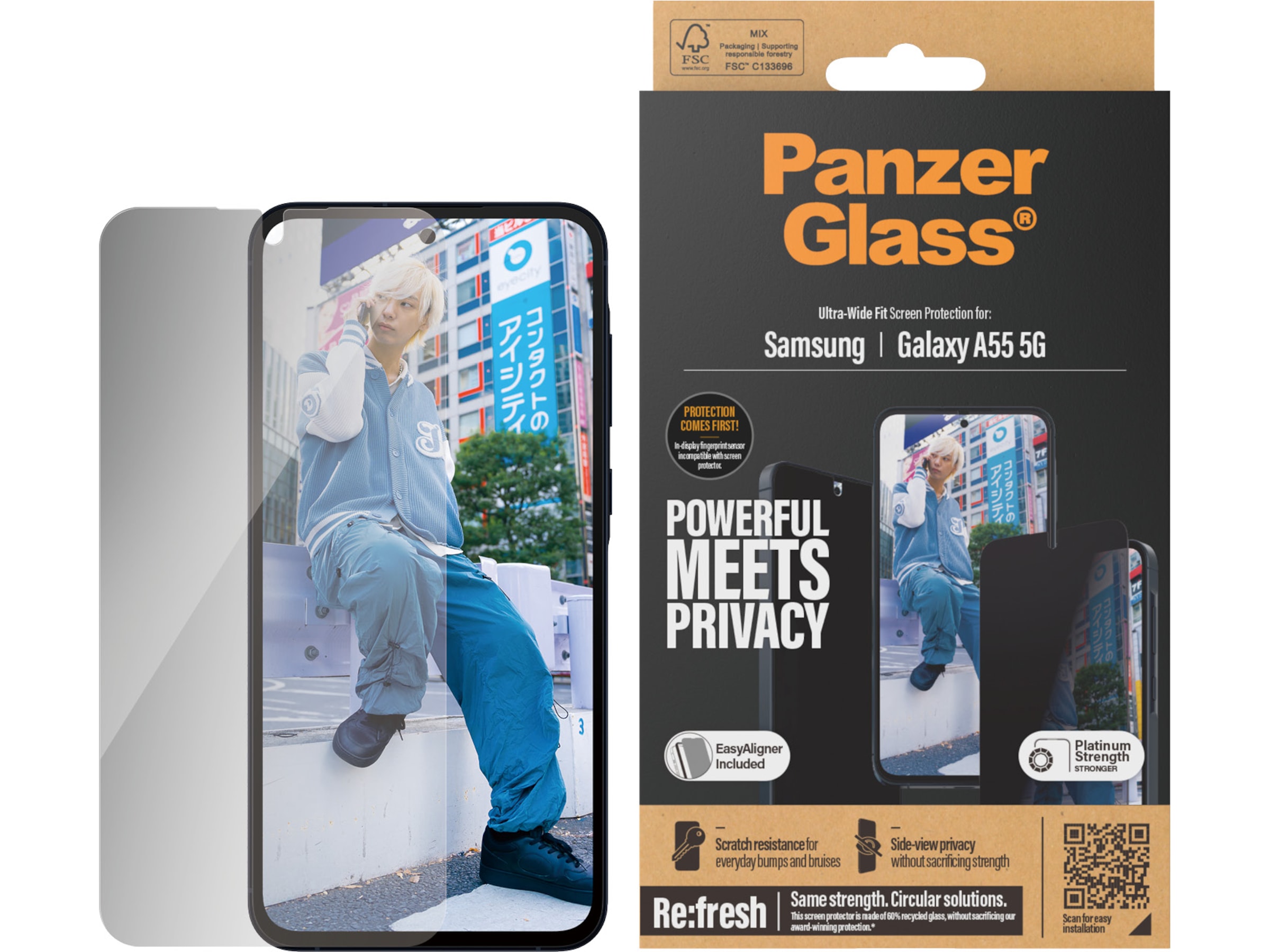 PanzerGlass Galaxy A55 5G Privacy skjermbeskytter Skjermbeskytter