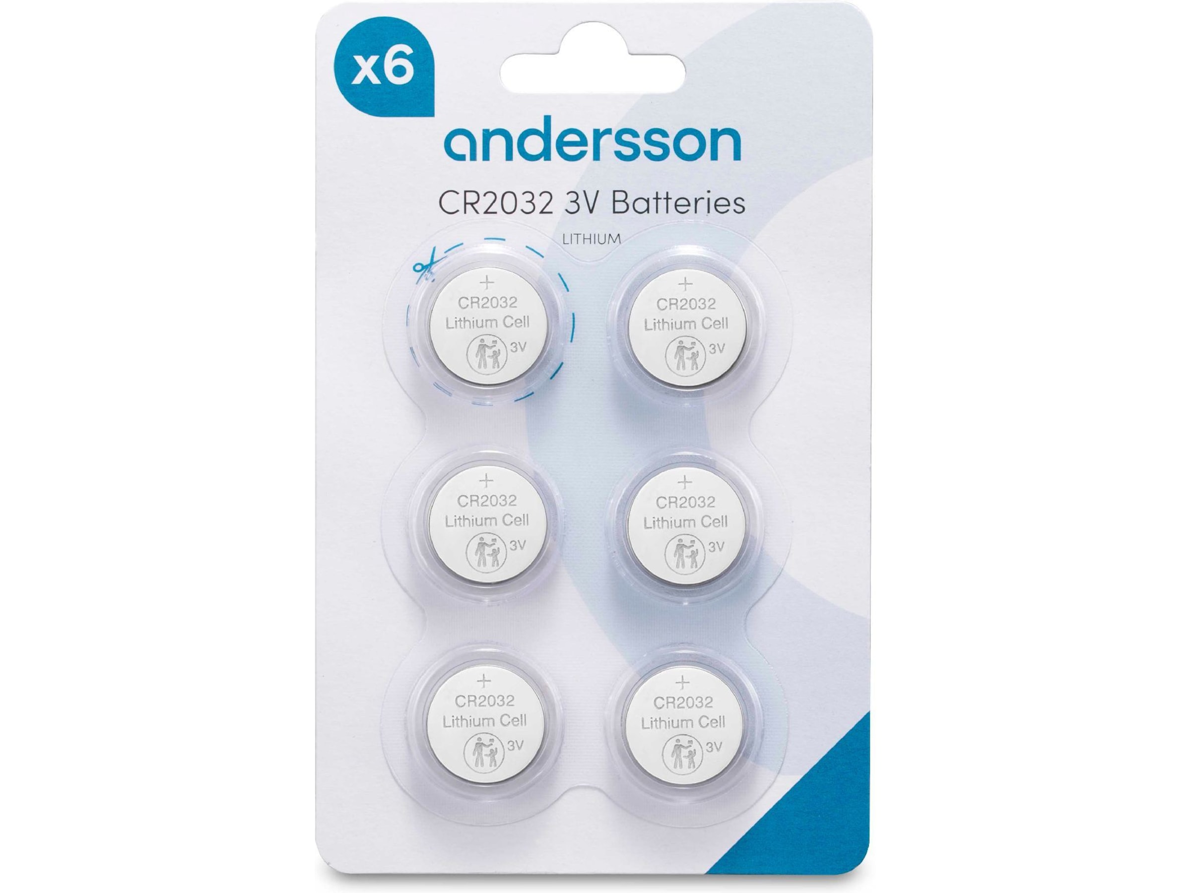 Andersson CR2032 Litiumbatteri, 6-pk Batterier til generell bruk