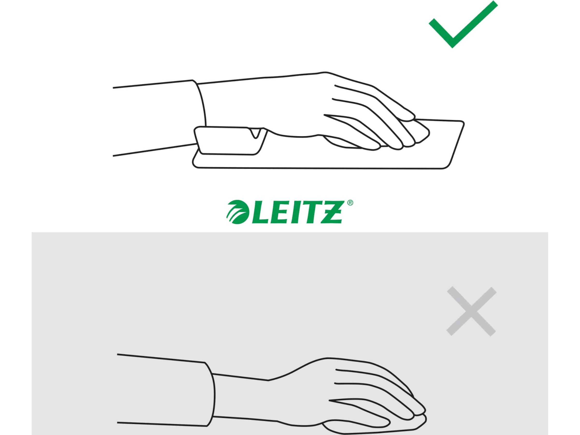 Leitz Ergo Musematte med Håndleddstøtte (lys grå) Håndleddstøtte