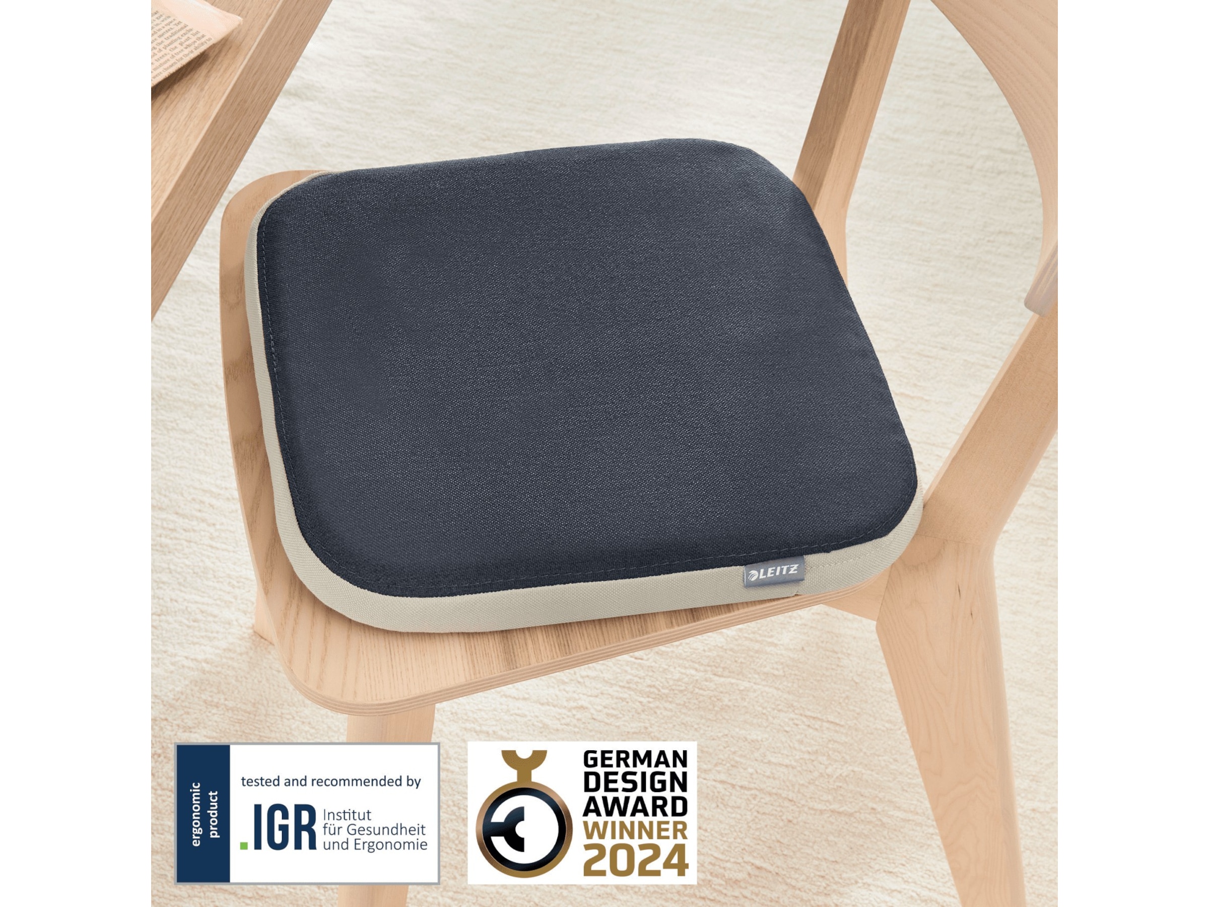 Leitz Active Wobble Sittepute med trekk (mørk grå) Sittepute