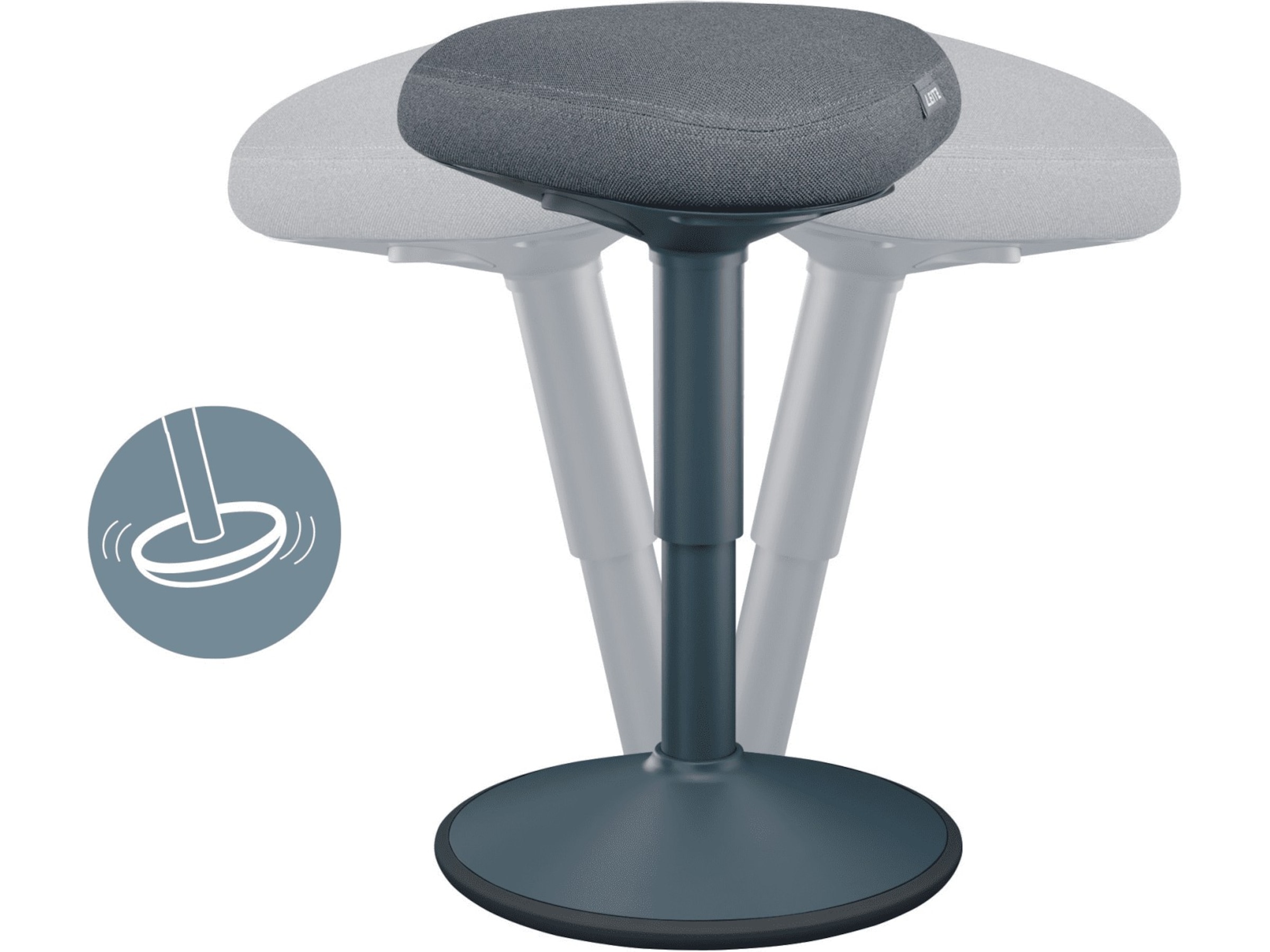 Leitz Ergo Active Balansestol med komfortsete (mørk grå) Kontorstoler