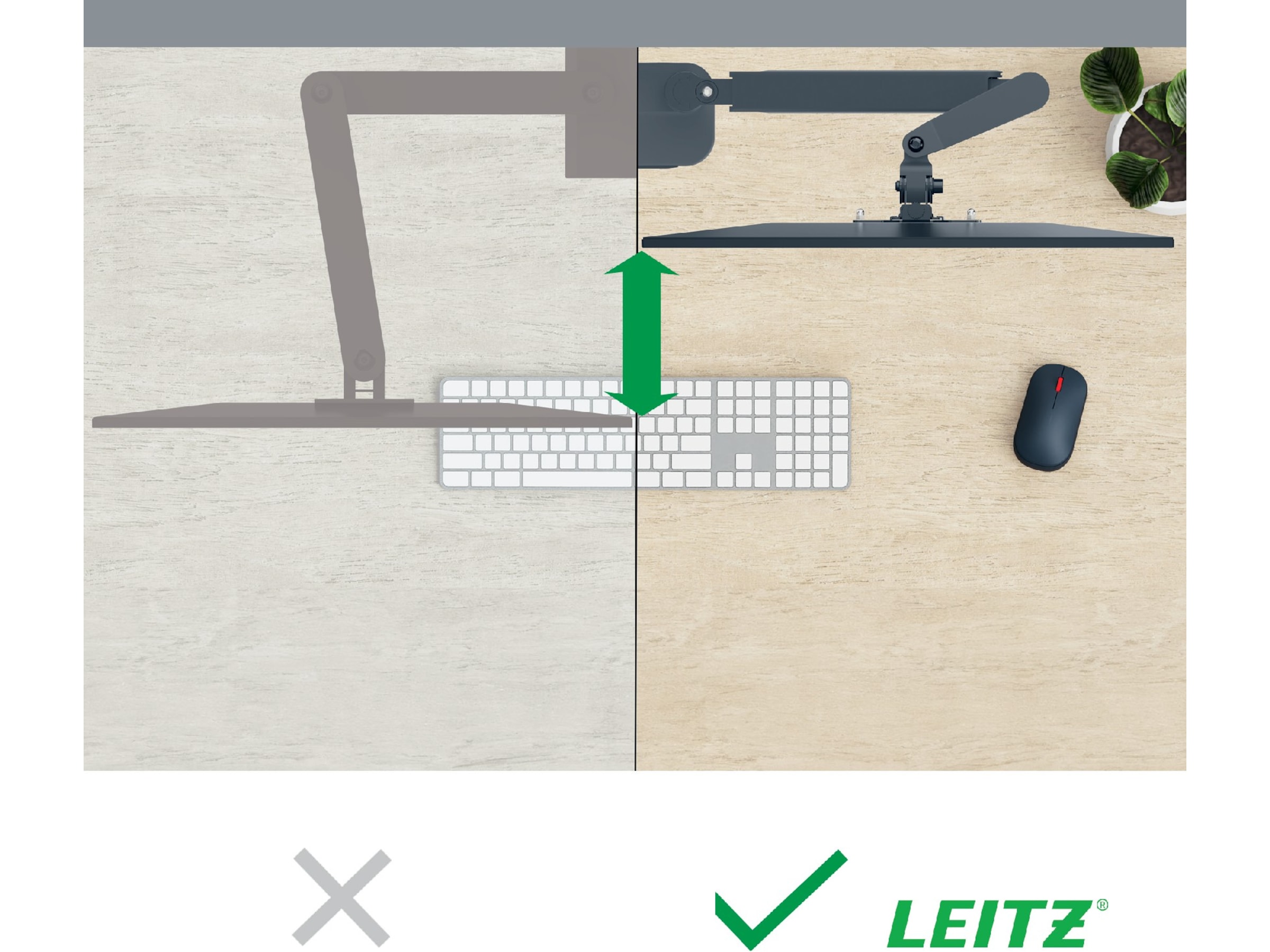 Leitz Ergo Skjermarm og laptopholder, plassbesparende Skjermstativ og skjermfeste