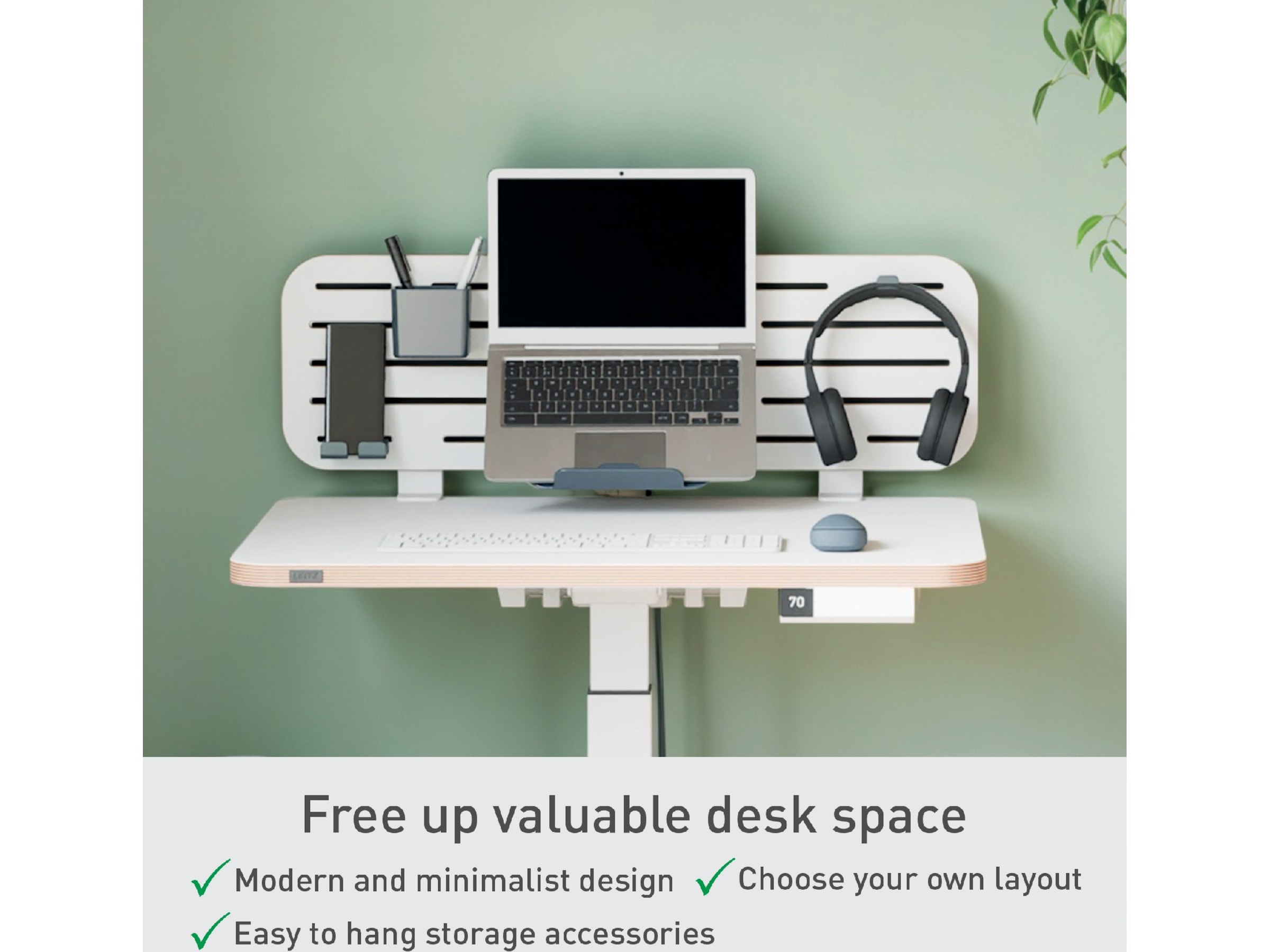 Leitz Ergo Organiseringstavle Pegboard med laptopholder, 80x25 cm Oppbevaring & organisering