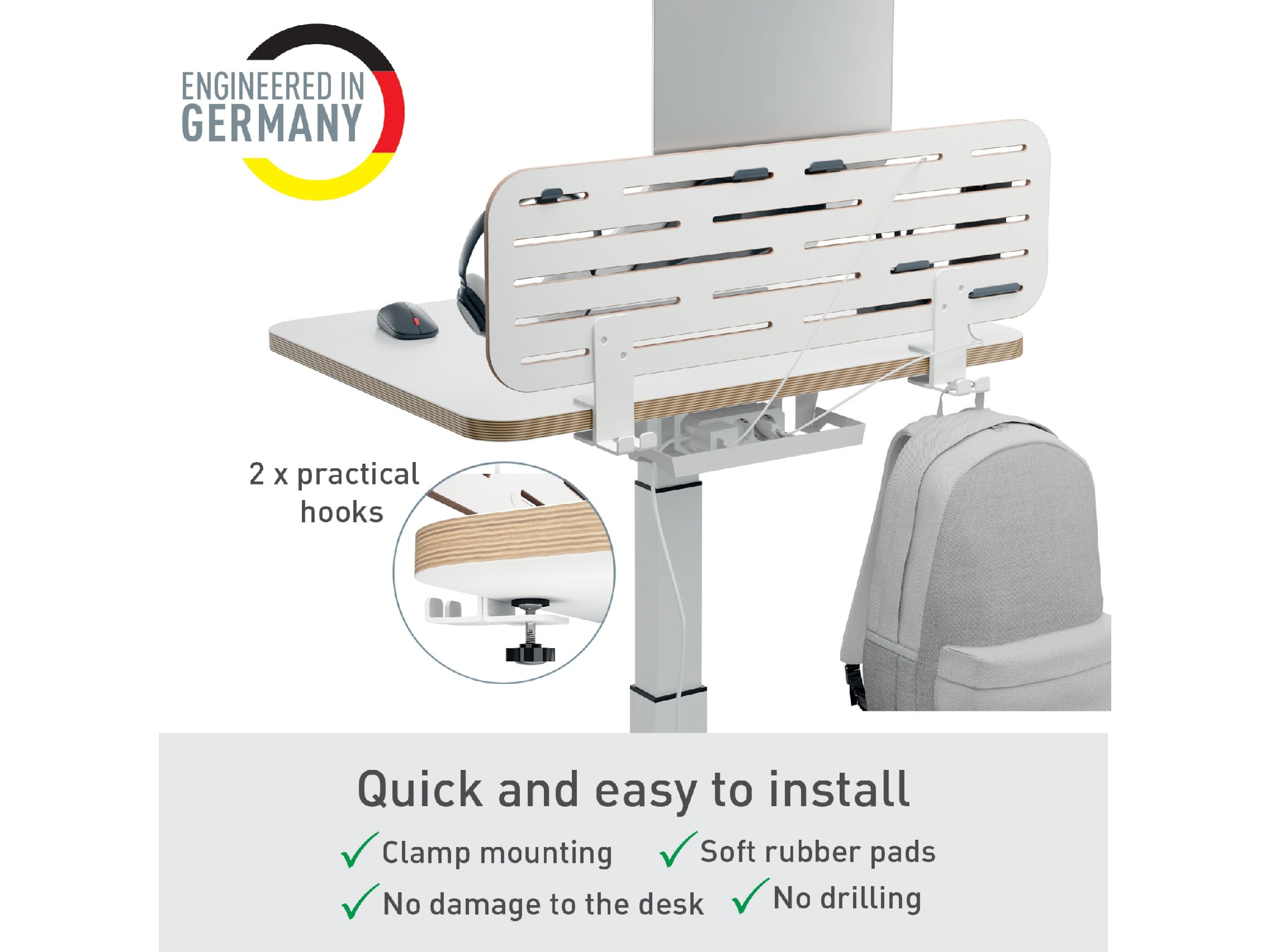 Leitz Ergo Organiseringstavle Pegboard med laptopholder, 80x25 cm Oppbevaring & organisering