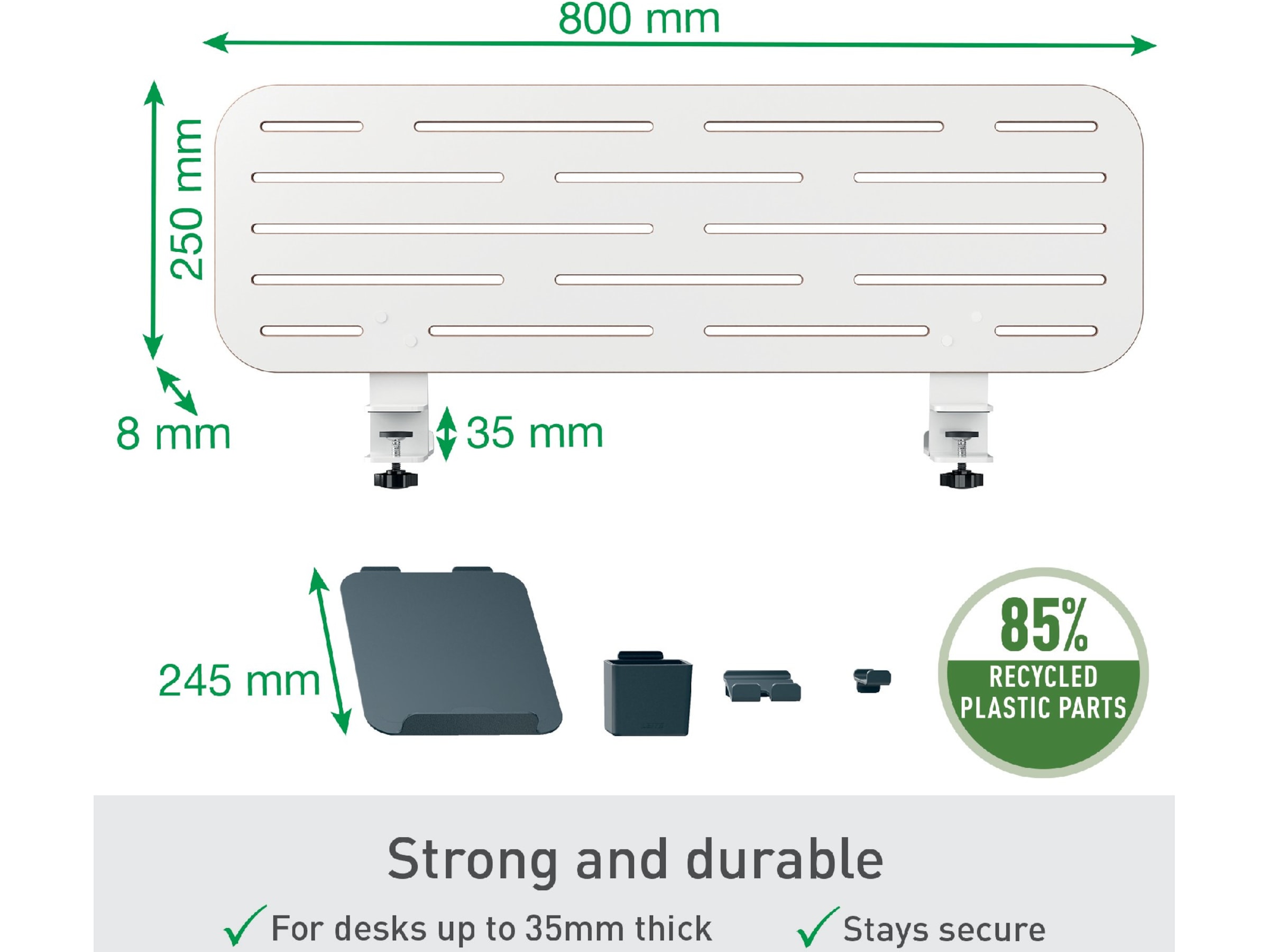 Leitz Ergo Organiseringstavle Pegboard med laptopholder, 80x25 cm Oppbevaring & organisering