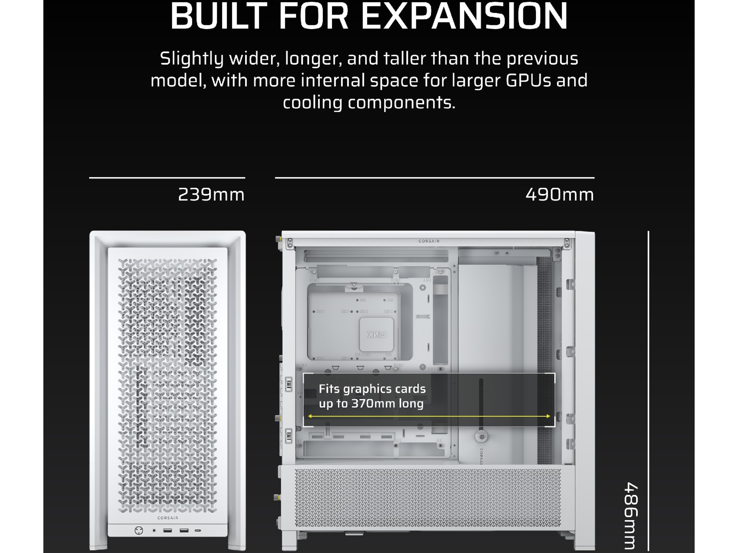 Corsair FRAME 4000D Mid-Tower (hvit) Midi tower