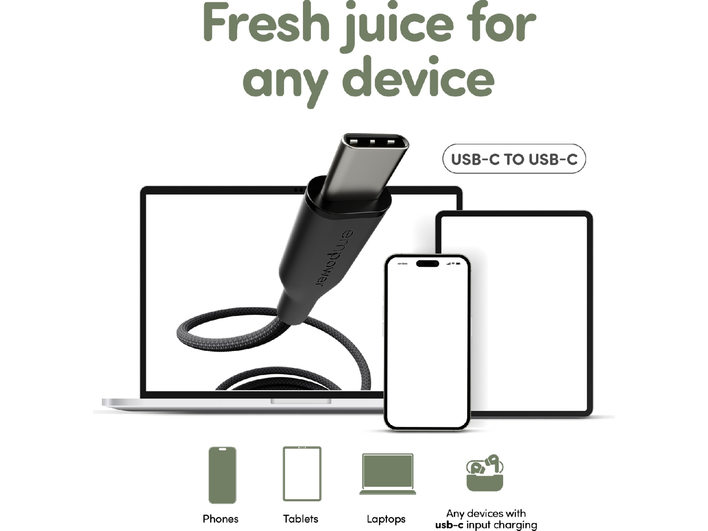 PanzerGlass Racing 60W USB-C kabel, 2m (sort) USB-kabler