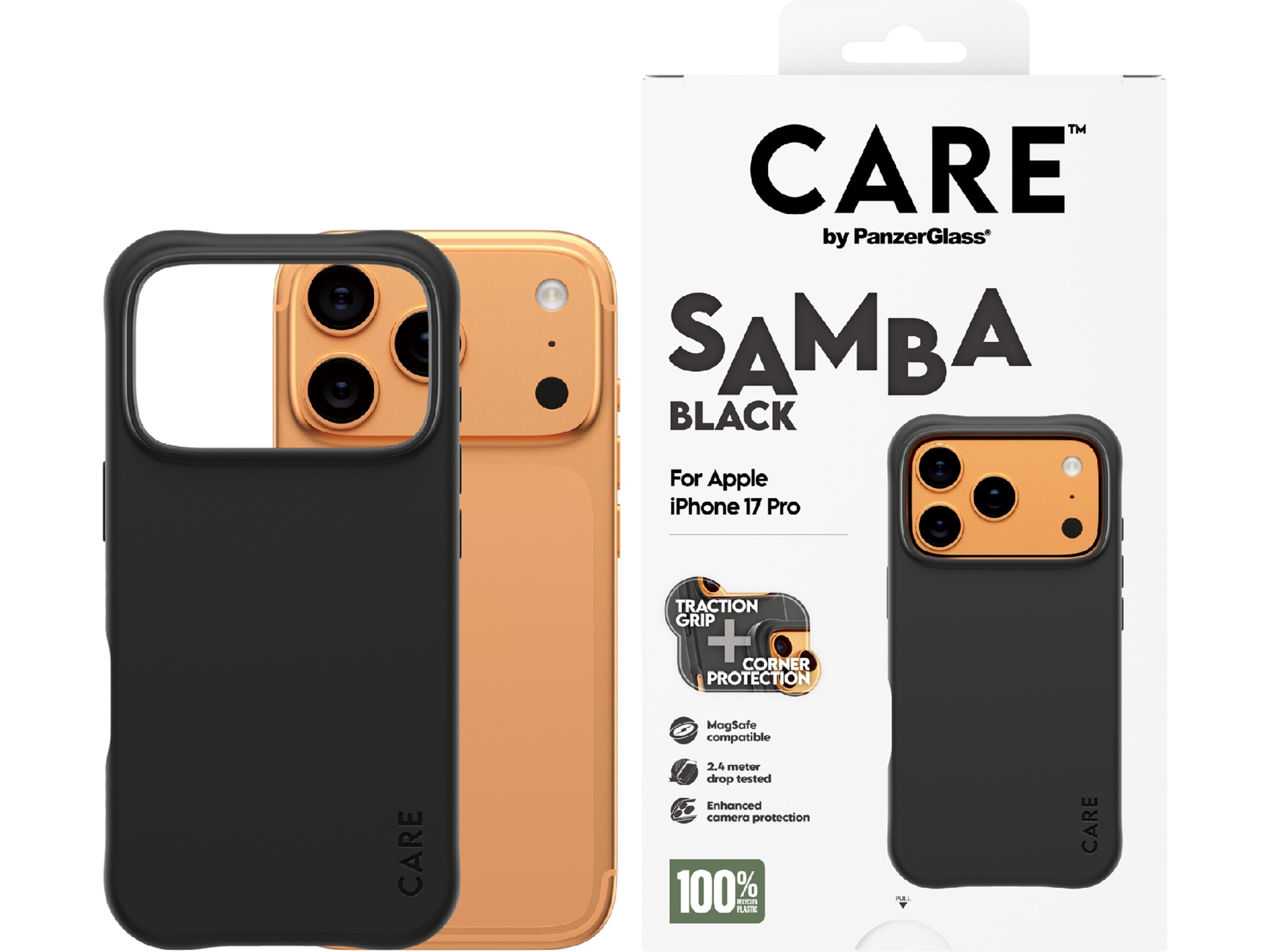 PanzerGlass CARE iPhone 17 Pro Samba Hardcase deksel (sort) Mobildeksel