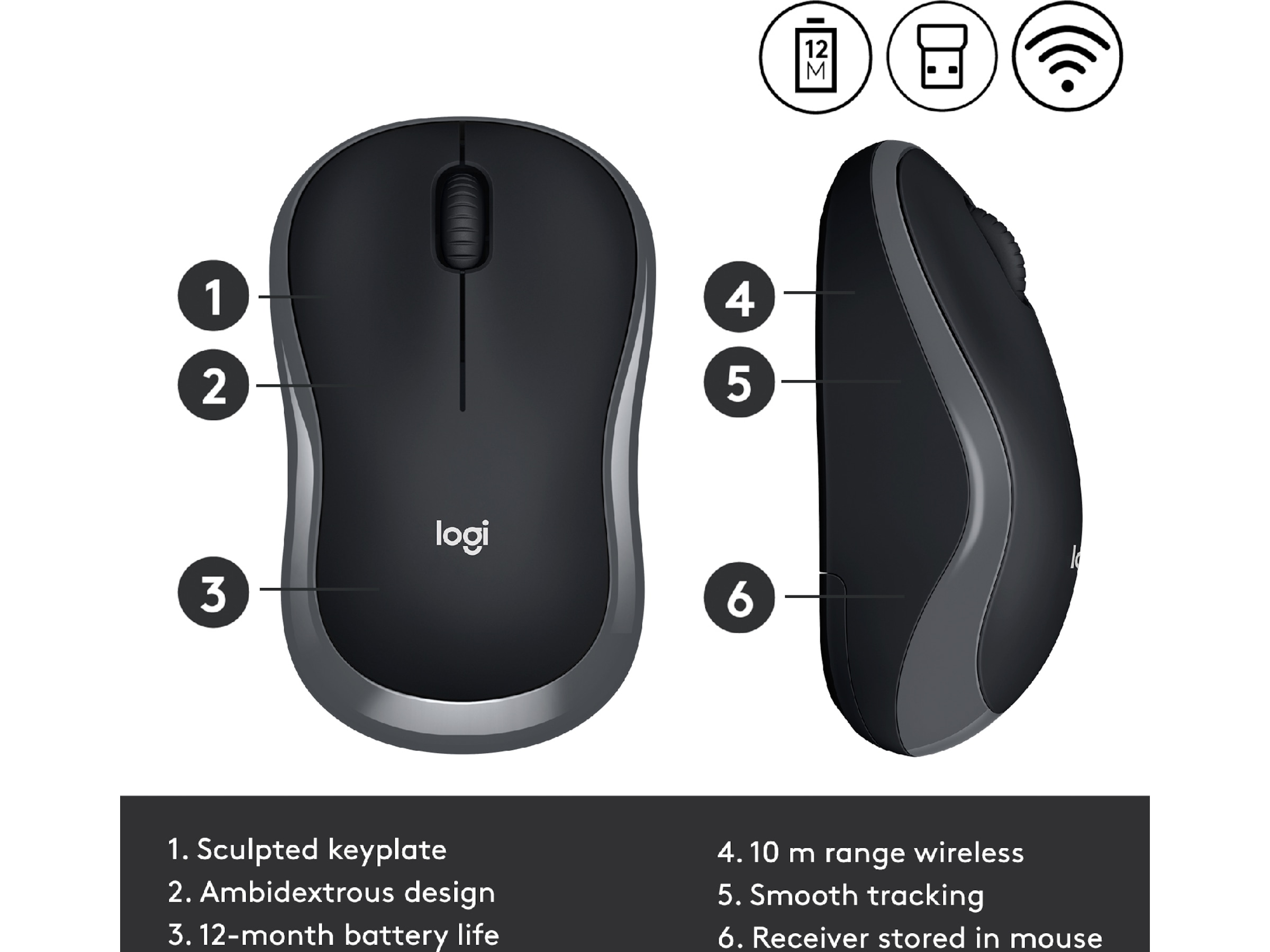 Logitech M185 Trådløs Mus Swift Grey Mus