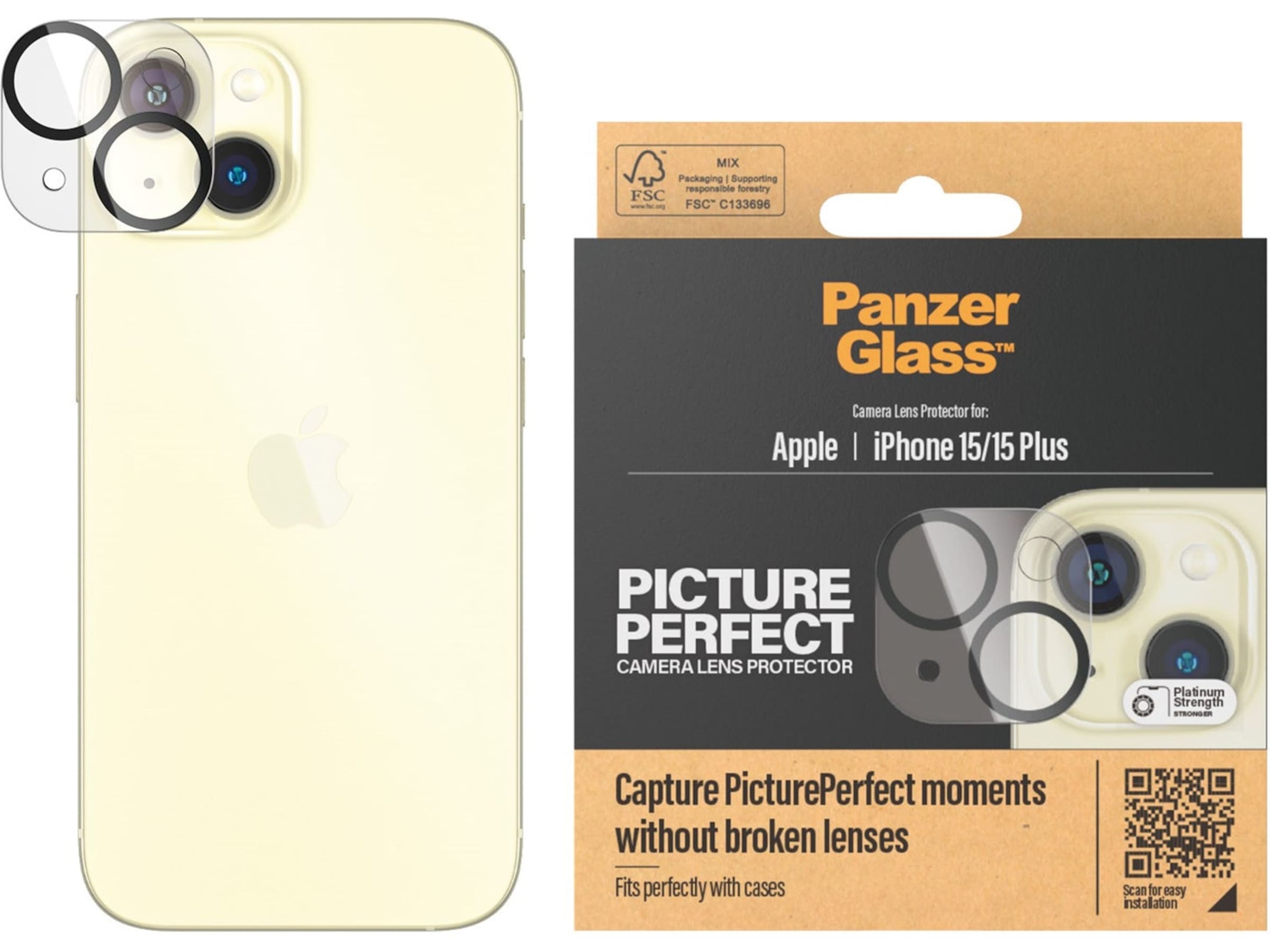 PanzerGlass CP iPhone 15 / 15 Plus Linsebeskytter Skjermbeskytter