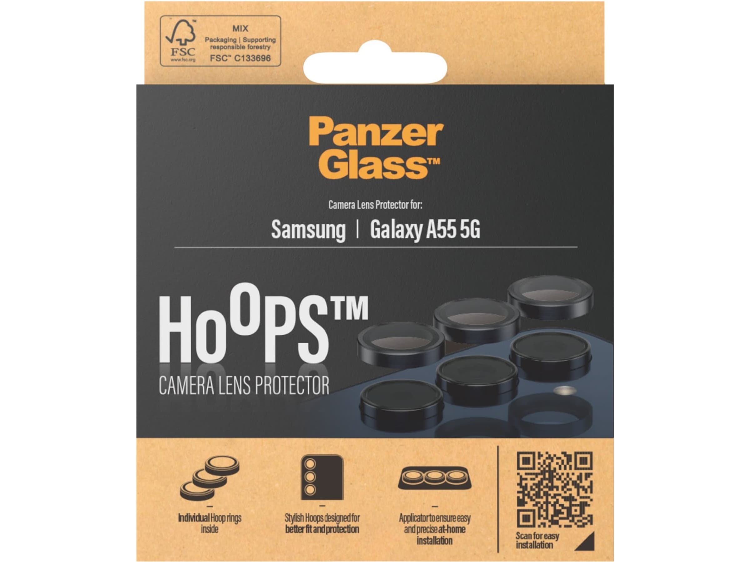 PanzerGlass Galaxy A55 5G Hoops Linsebeskytter (sort) Skjermbeskytter