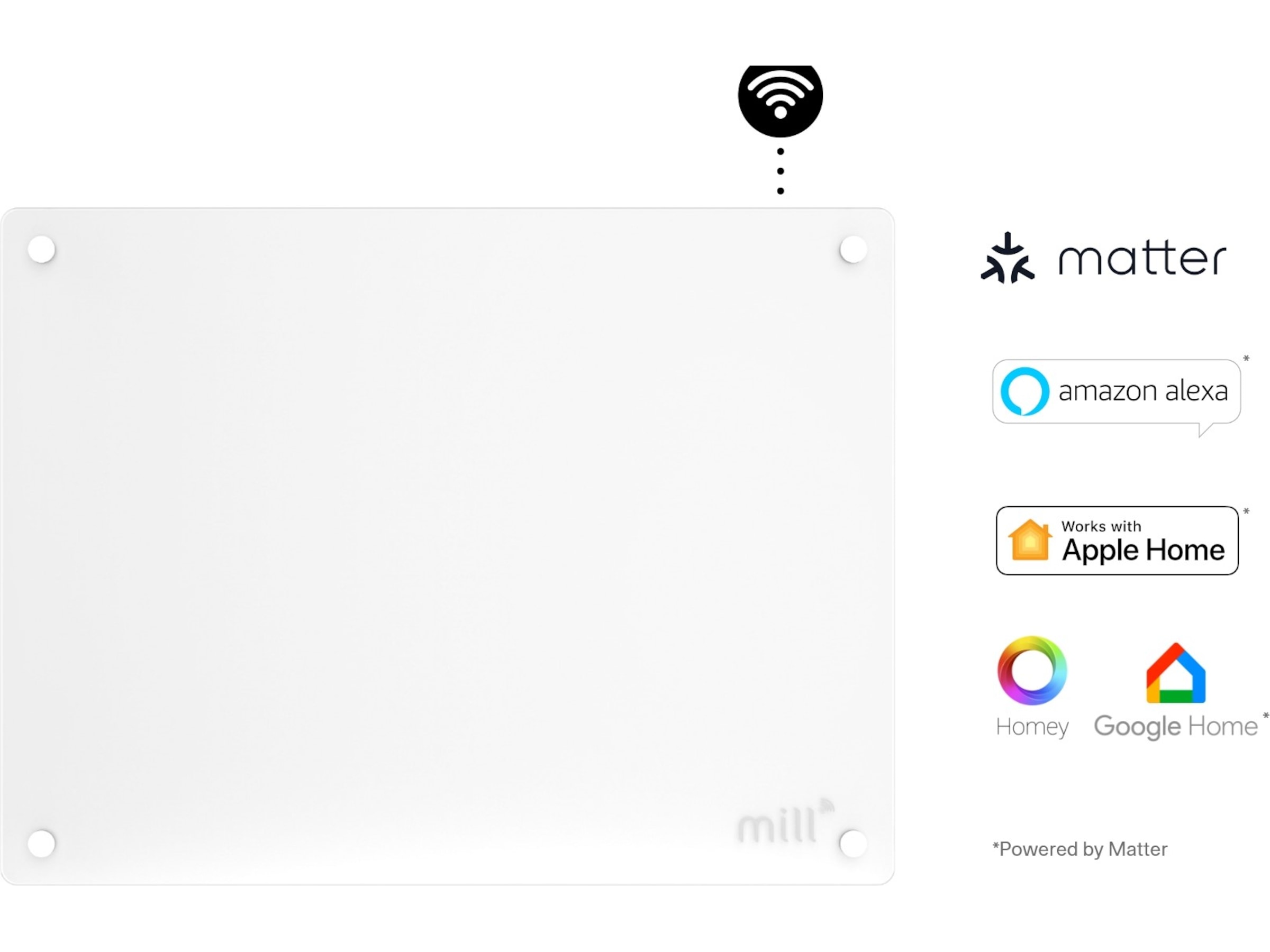 Mill Glass WiFi Gen 3 panelovn 400W  (hvit) Panelovner