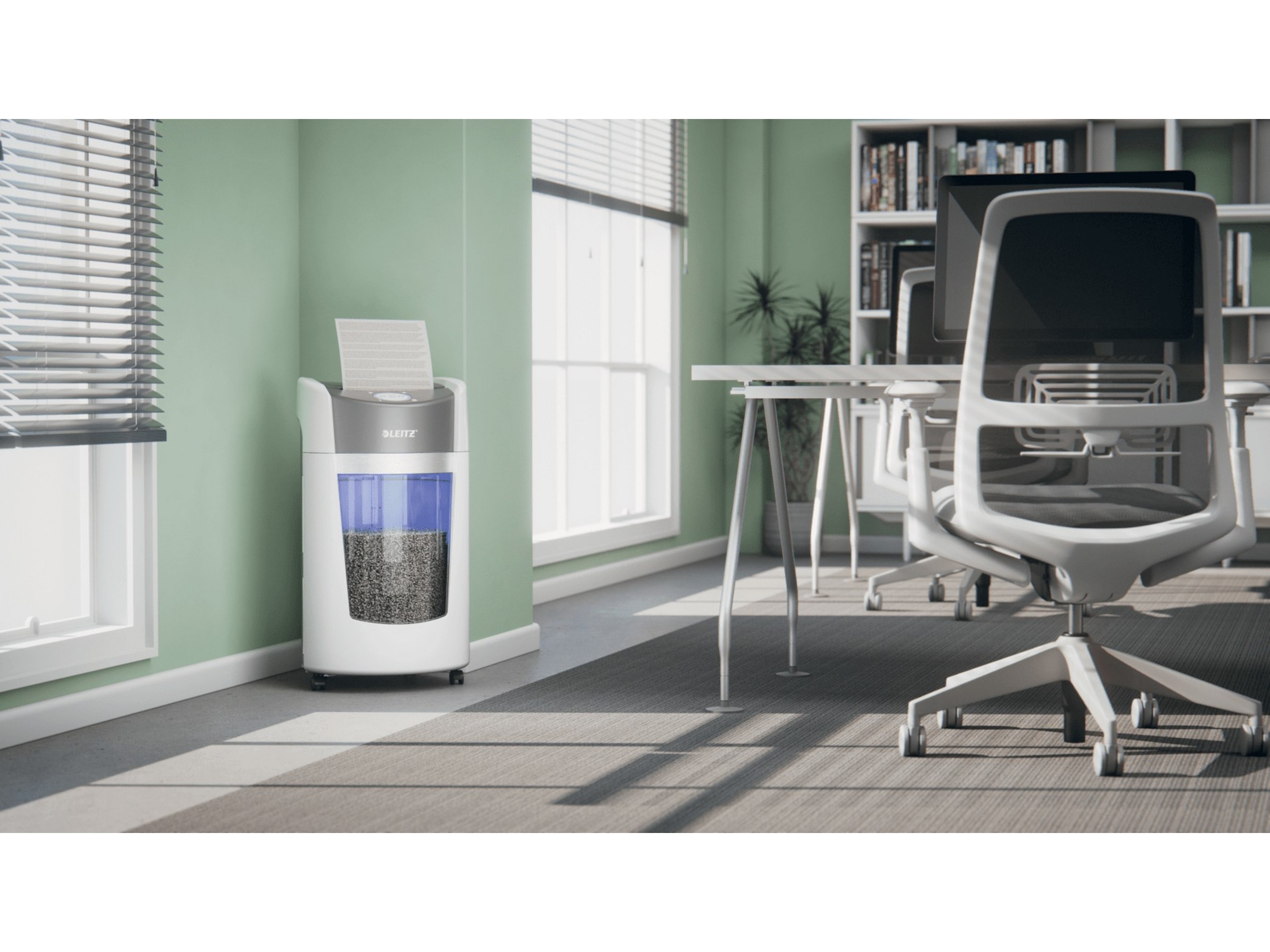 Leitz makuleringsmaskin IQ OptiMax Office Mikrokutt Sikkerhetsnivå P5 Makuleringsmaskiner