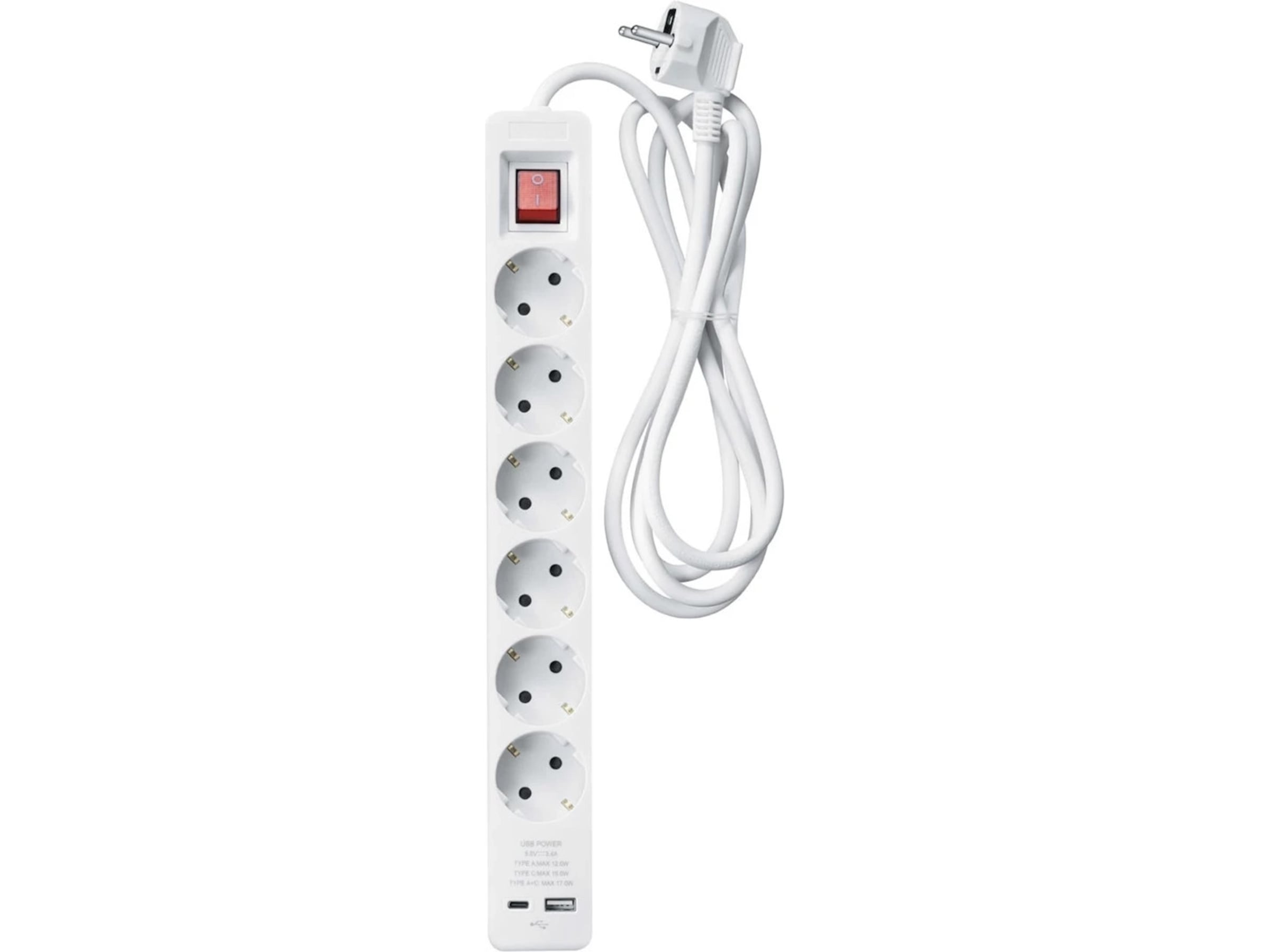 Andersson PWS-C2000 6-veis strømforgrener 3m Skjøtekabel & forgrener