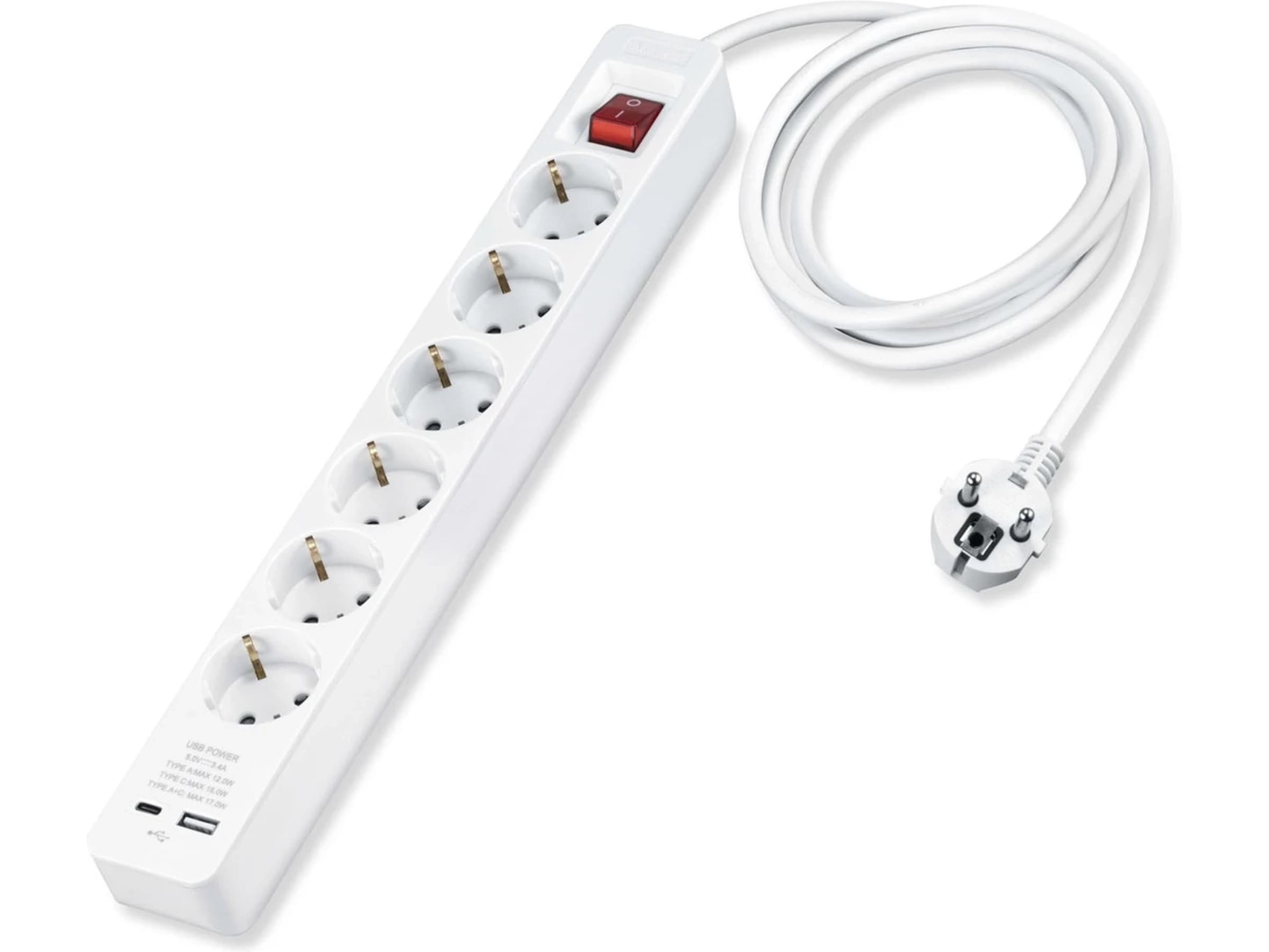 Andersson PWS-C2000 6-veis strømforgrener 3m Skjøtekabel & forgrener