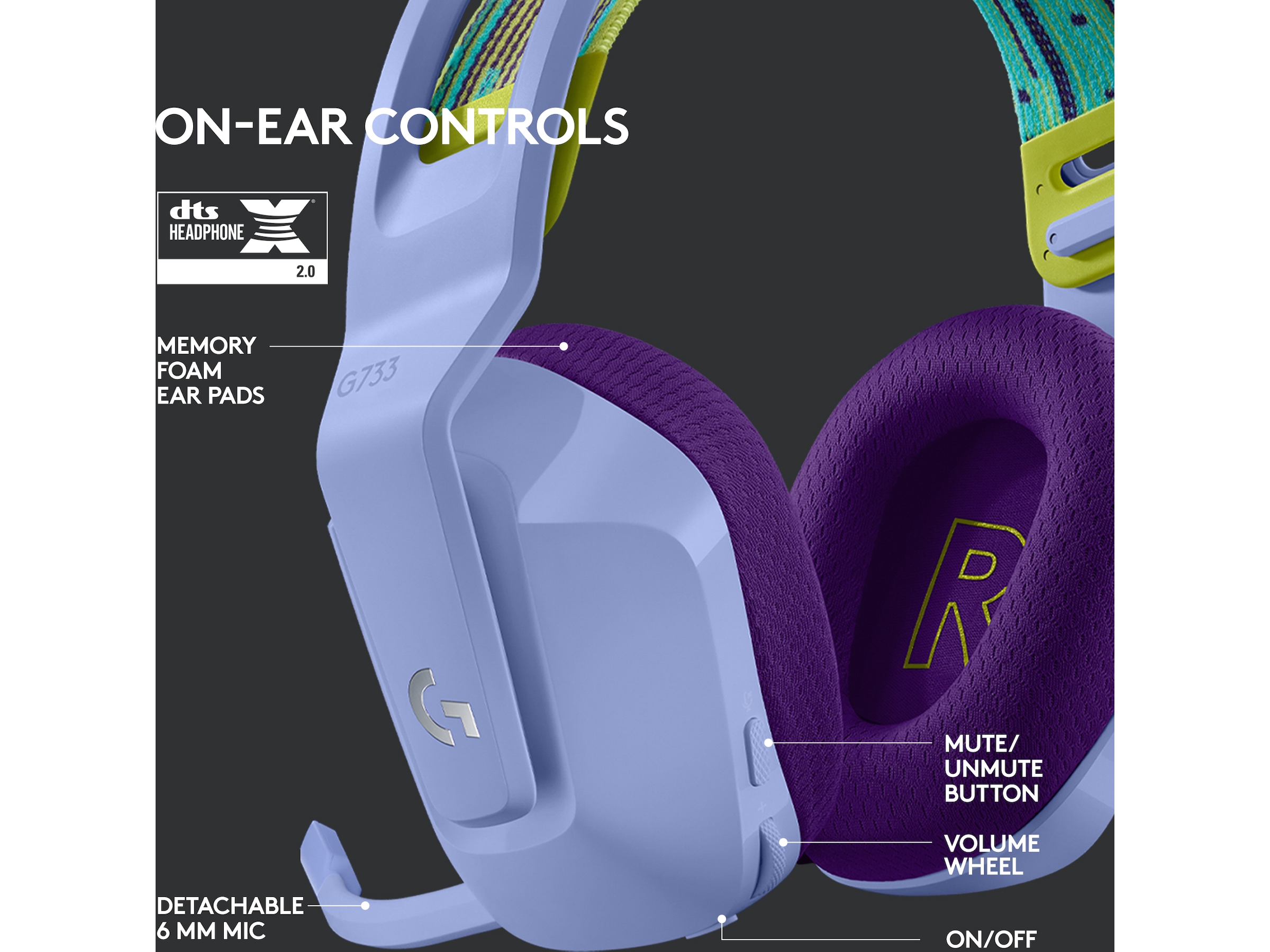 Logitech G733 LIGHTSPEED Trådløst Gaming Headset (lilac) Gamingheadset