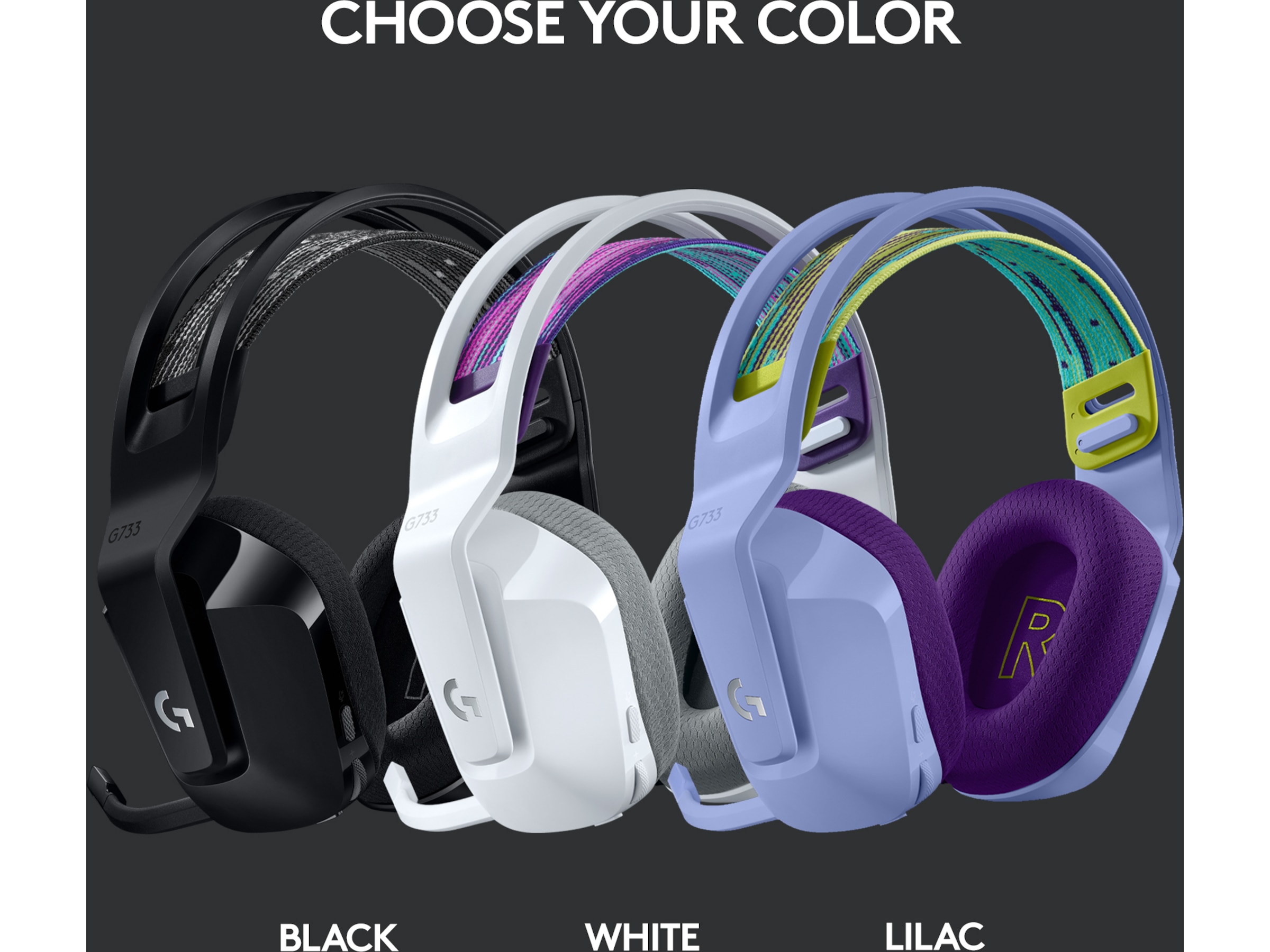 Logitech G733 LIGHTSPEED Trådløst Gaming Headset (hvit). Gamingheadset