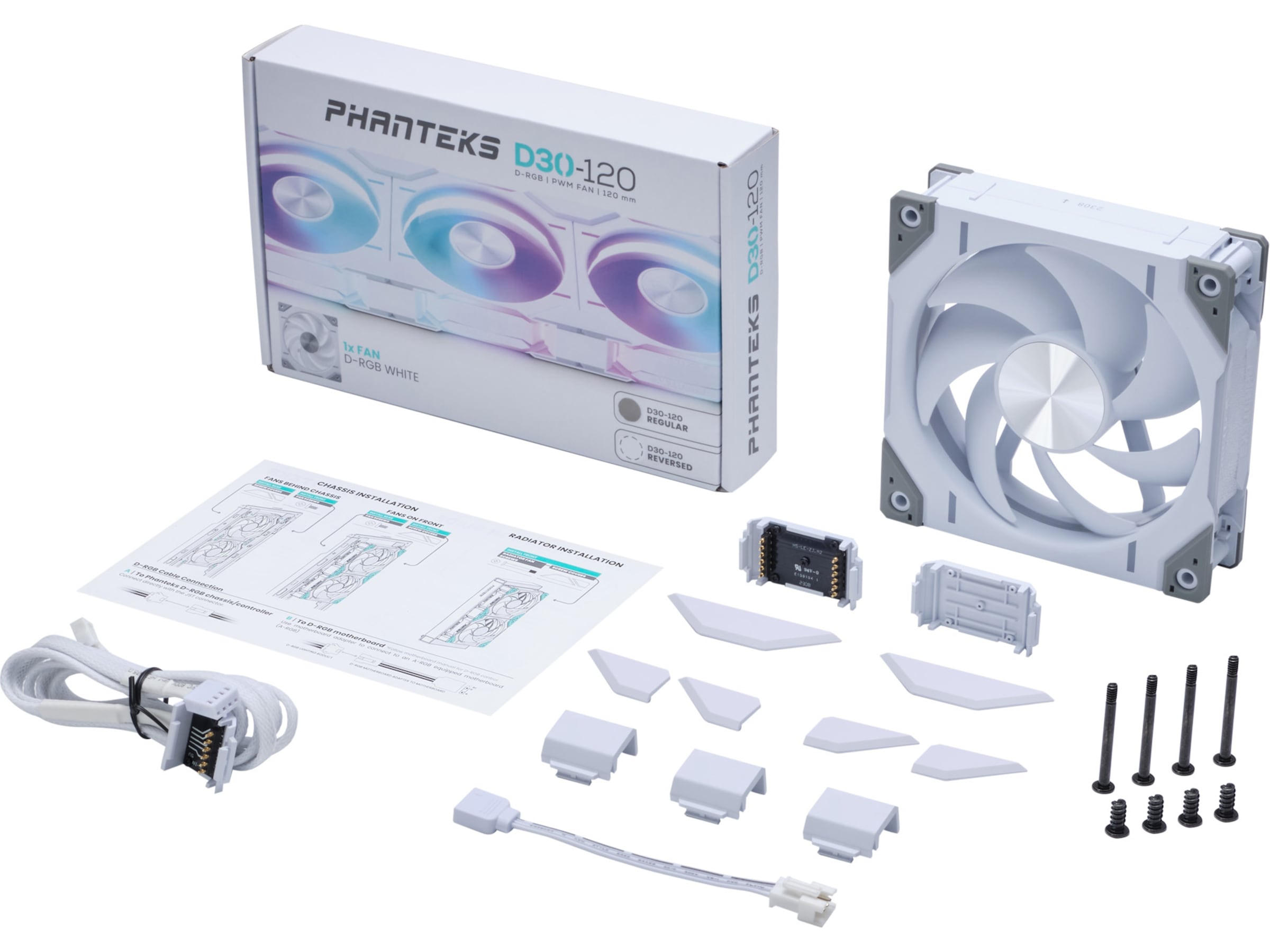 Phanteks D30 120mm PWM DRGB Vifte (hvit) Vifter