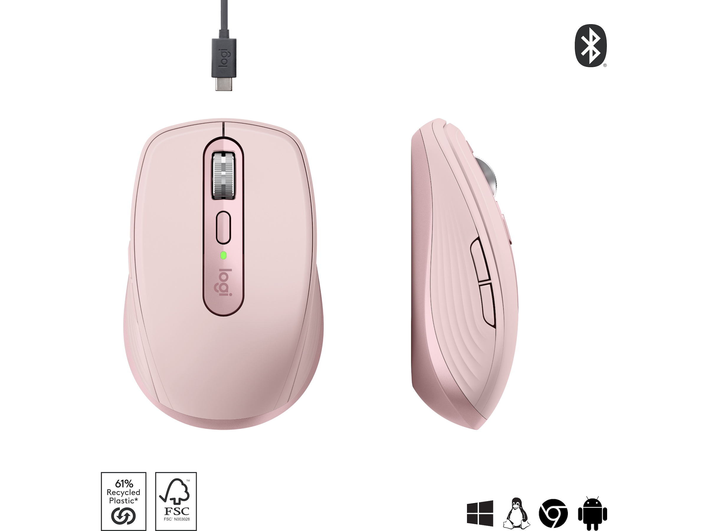 Logitech MX Anywhere 3S trådløs mus (rosa) Mus