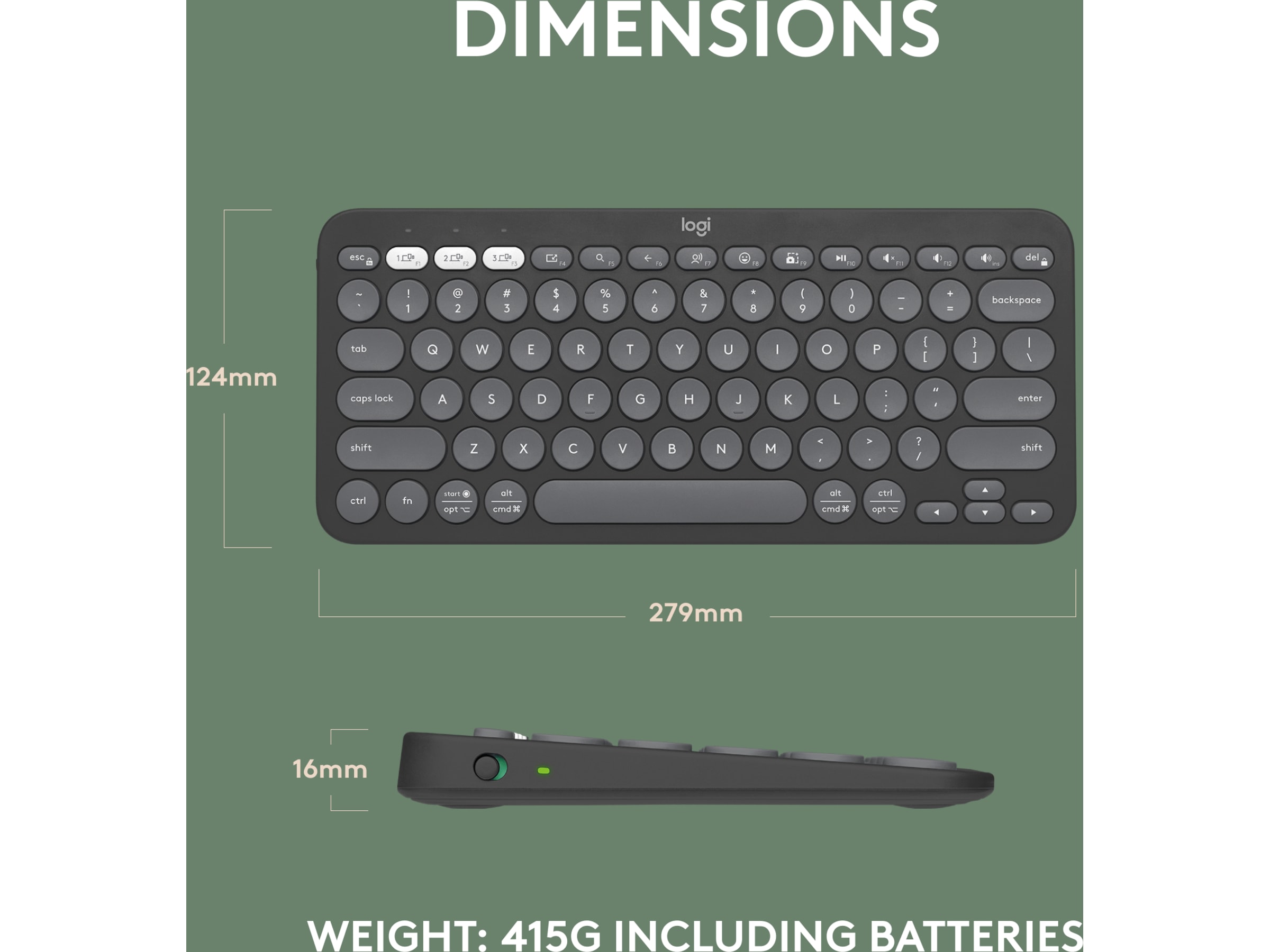 Pebble Keys 2 K380s (sort) Tastatur