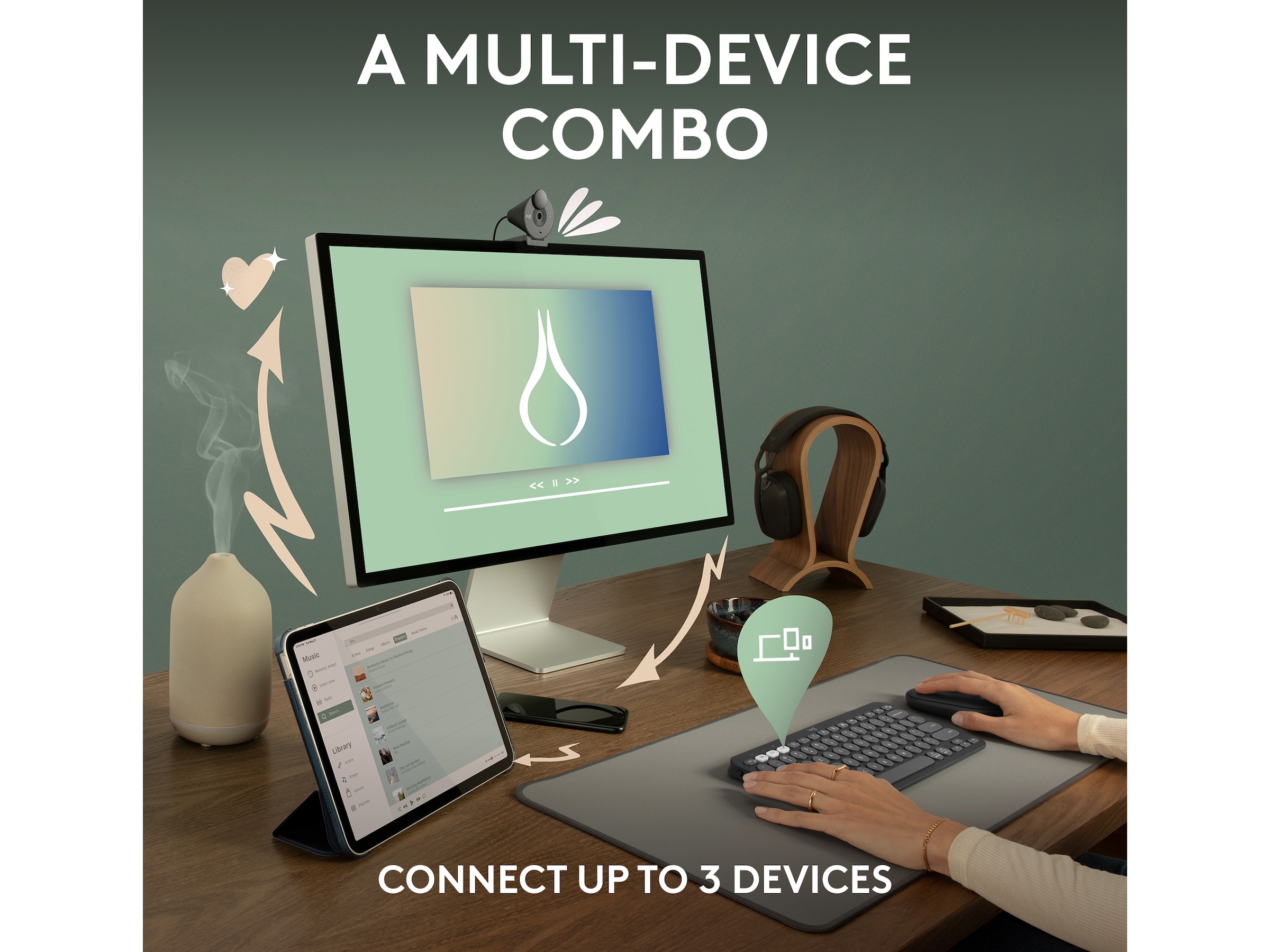 Pebble 2 Combo (sort) Mus & tastatur -kombipakker