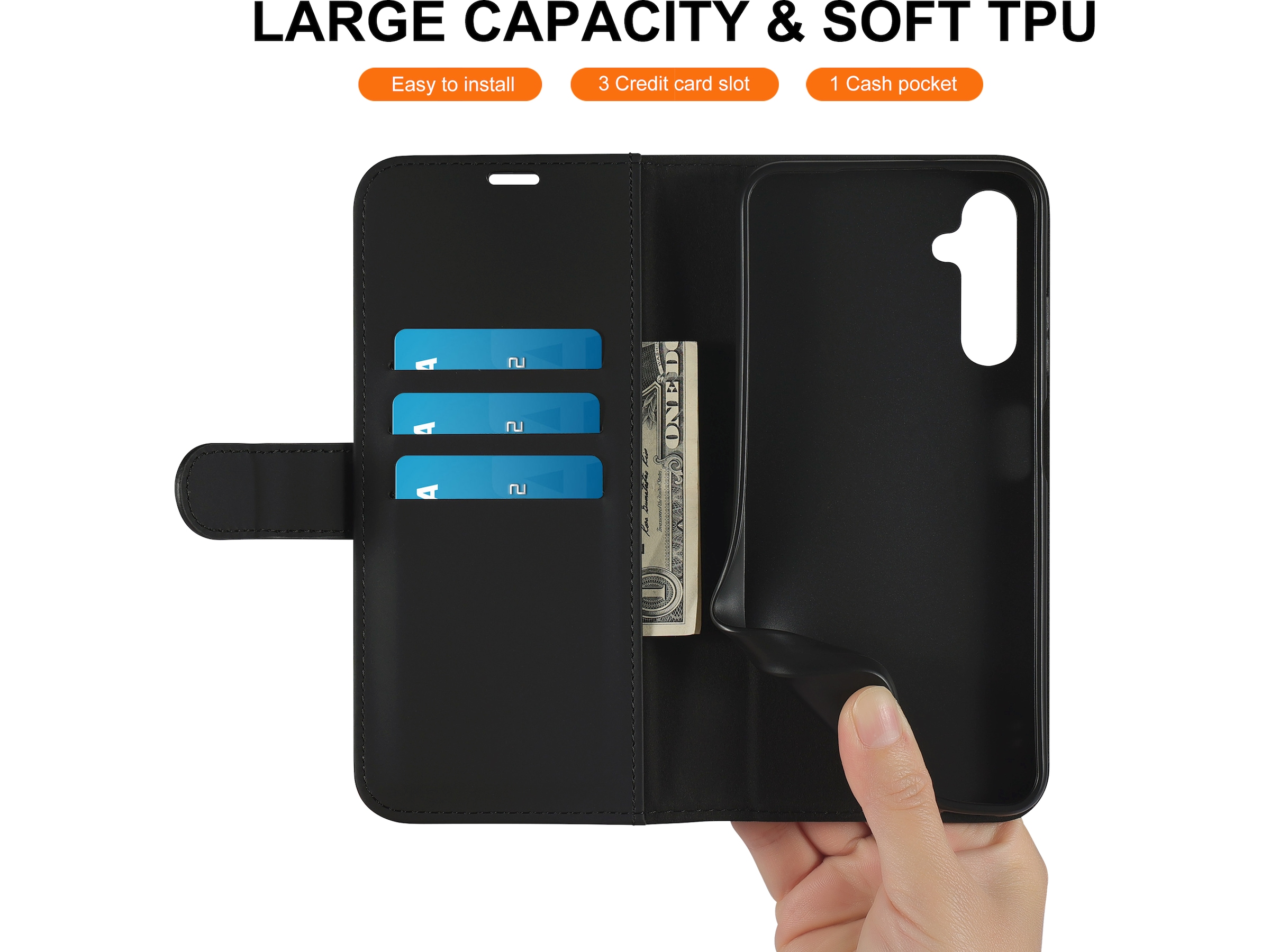 iiglo Galaxy A05S Lommebokdeksel (sort) Mobildeksel