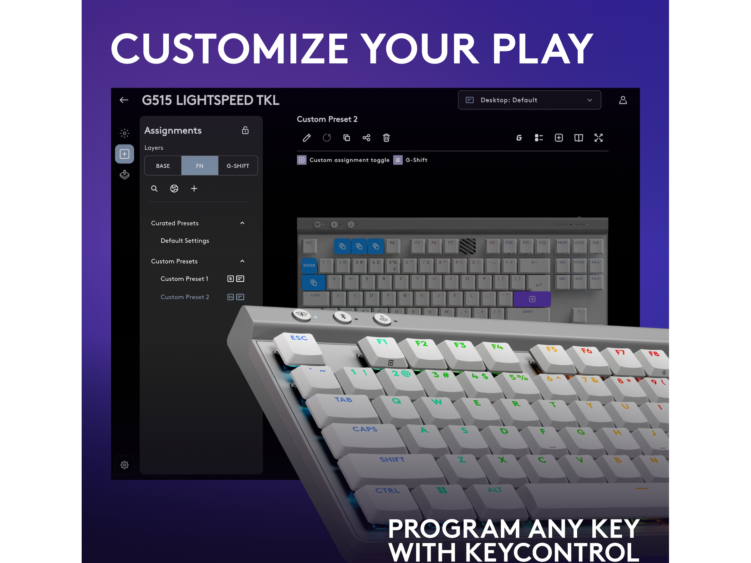 Logitech G G515 Lightspeed Gamingtastatur (hvit) Gamingtastatur