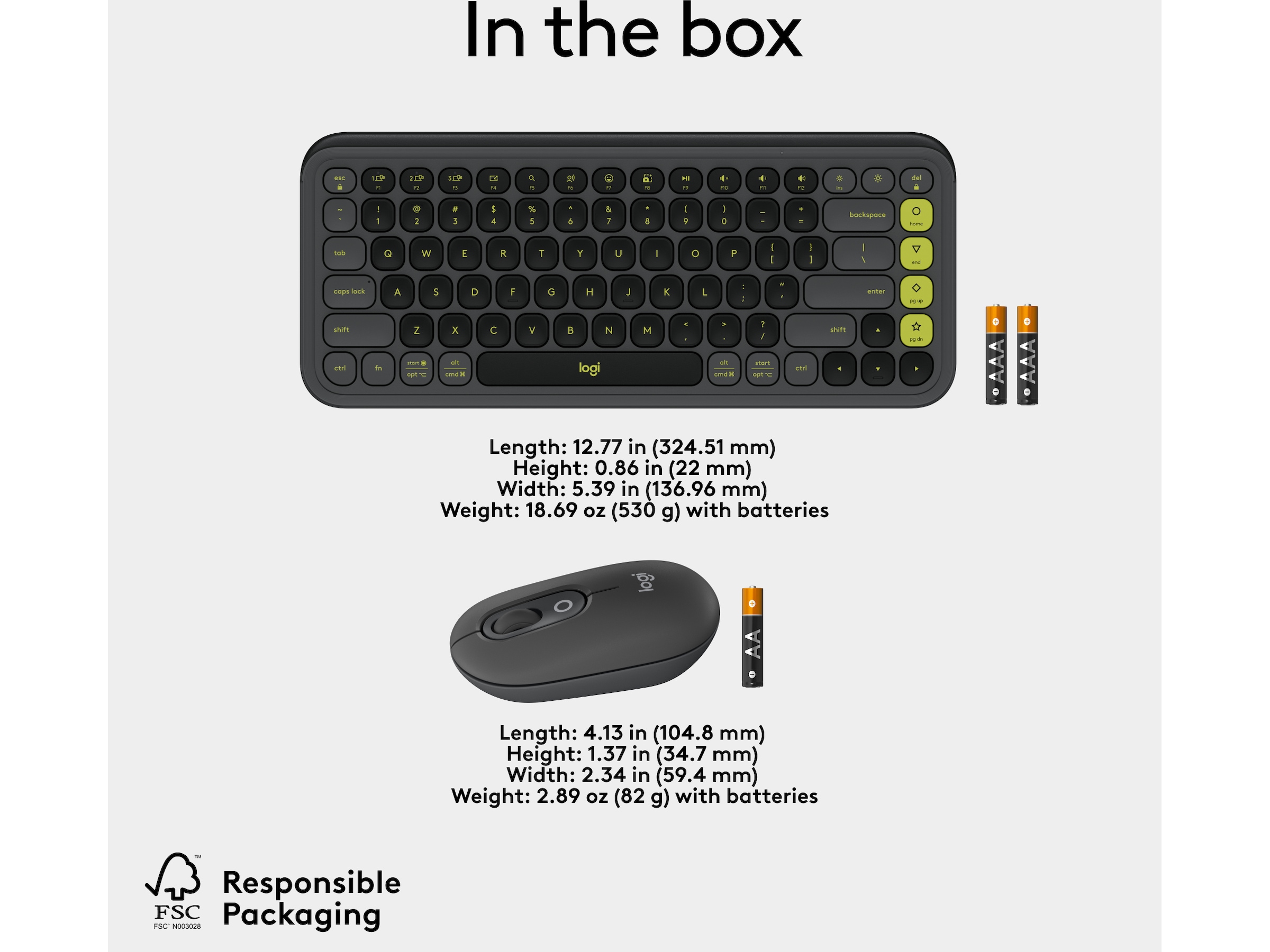 Logitech POP Icon Combo trådløs mus og tastatur (graphite) Mus & tastatur -kombipakker