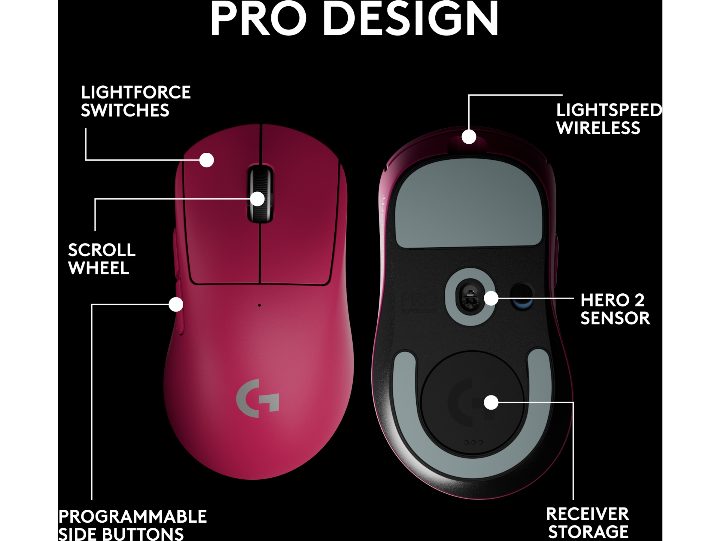 Logitech G Pro X Superlight 2 DEX trådløs gamingmus (rosa) -B-Grade Demo mus