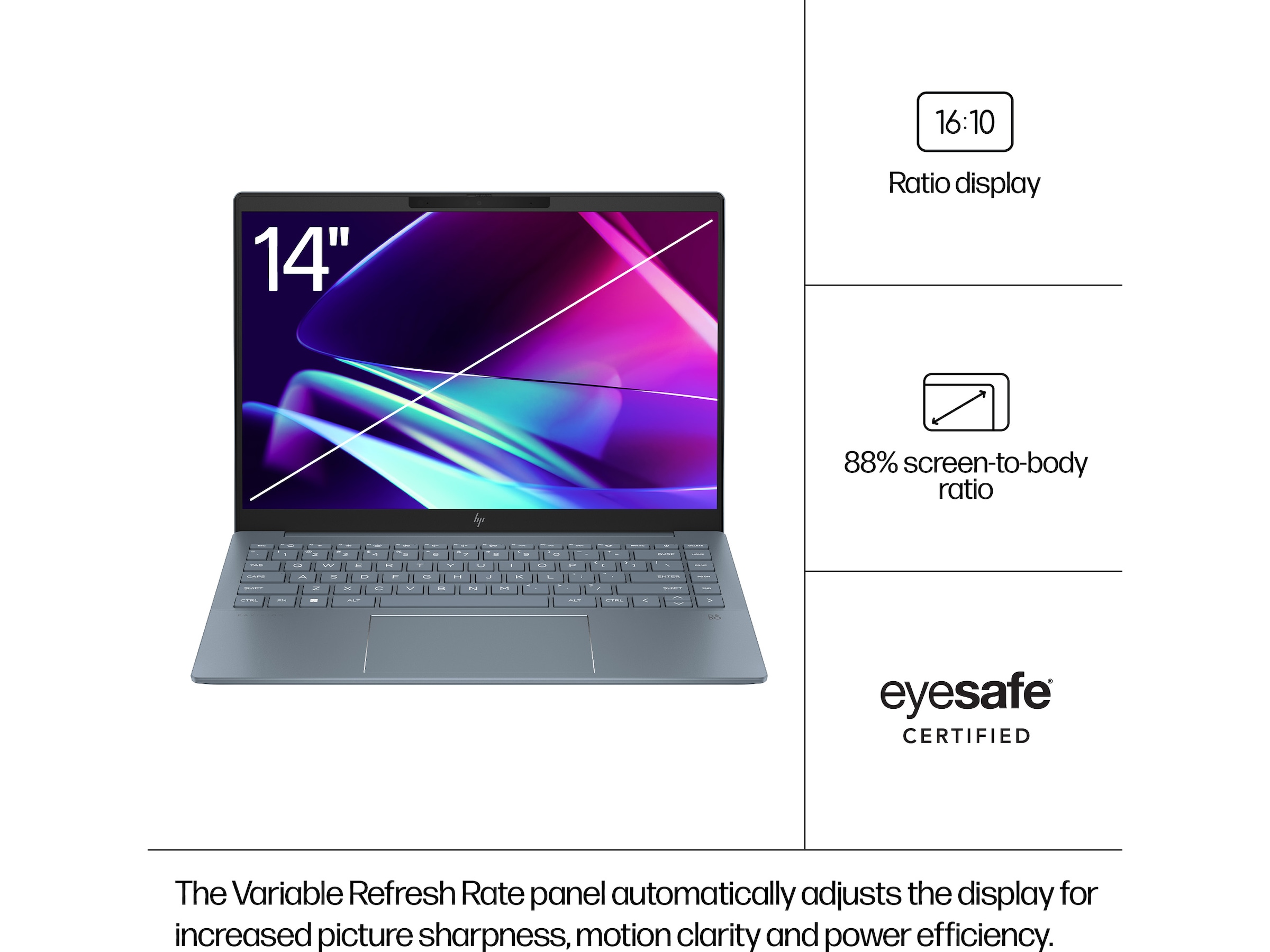 HP Pavilion Plus 14-ew1050no 14" 2,8K OLED (Moonlight Blue) -B-Grade Demo bærbar PC