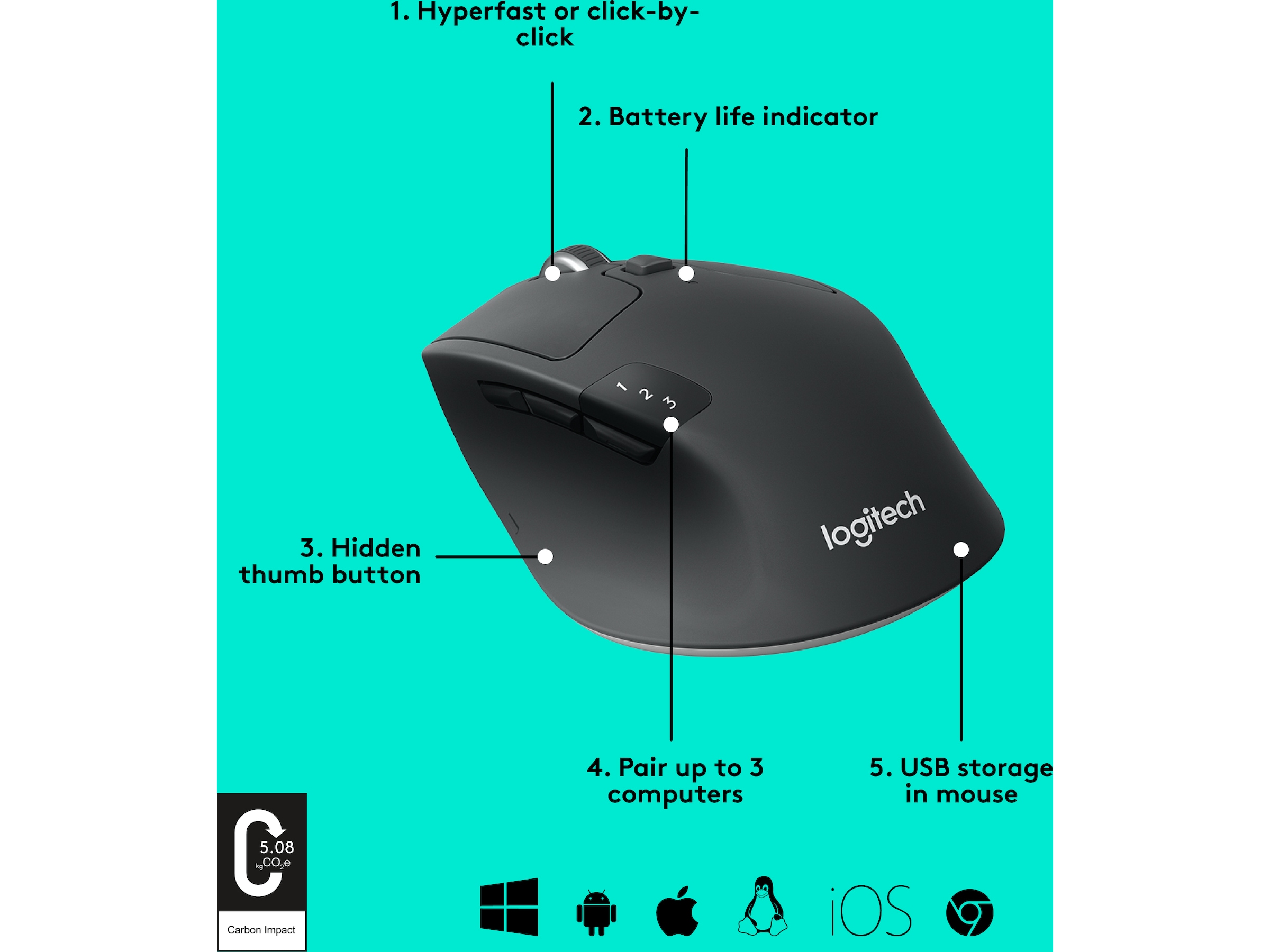Logitech M720 Triathlon Trådløs Mus Mus