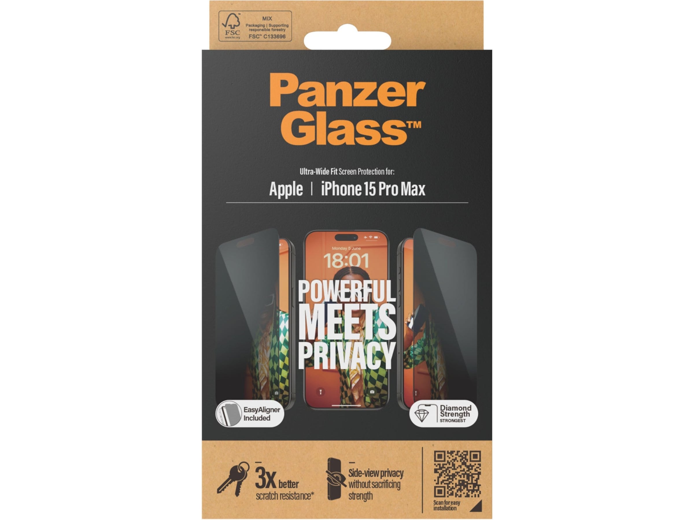 Panzerglass iPhone 15 Pro Max Privacy Skjermbeskytter Skjermbeskytter