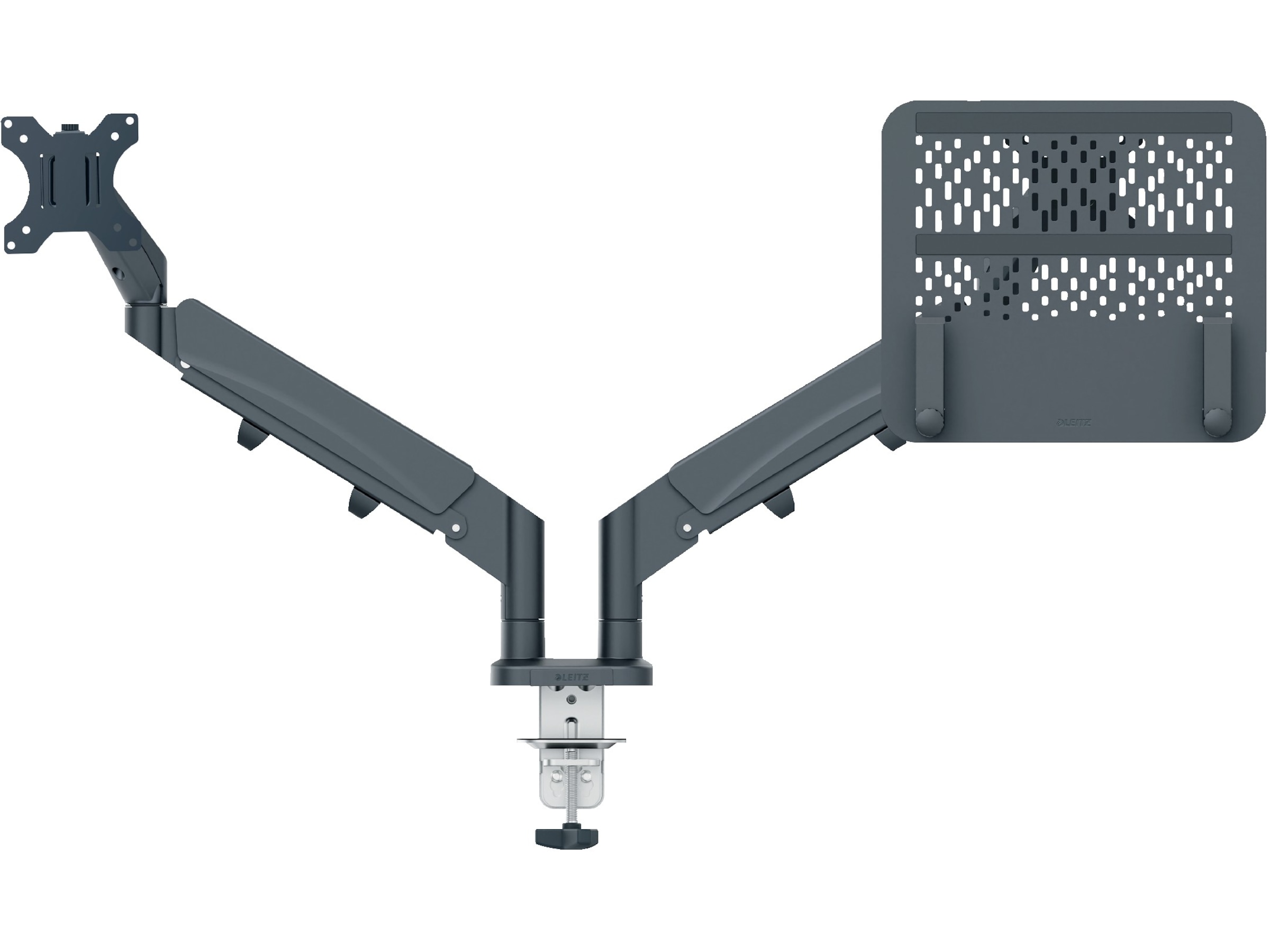 Leitz Ergo Skjermarm og laptopholder, plassbesparende Skjermstativ og skjermfeste