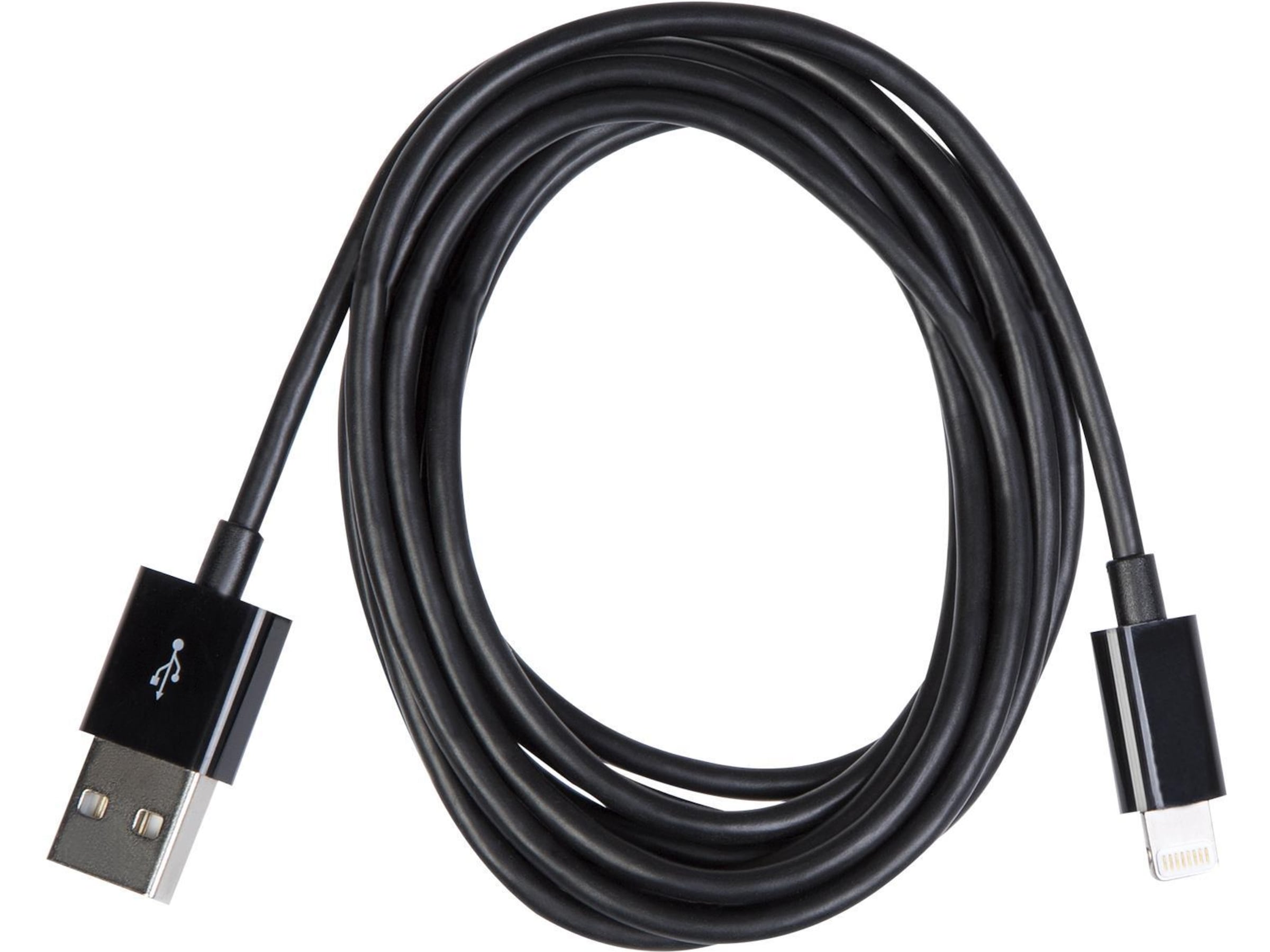 USB A 2.0 male to Lightning male kabel sort 2m USB-kabler