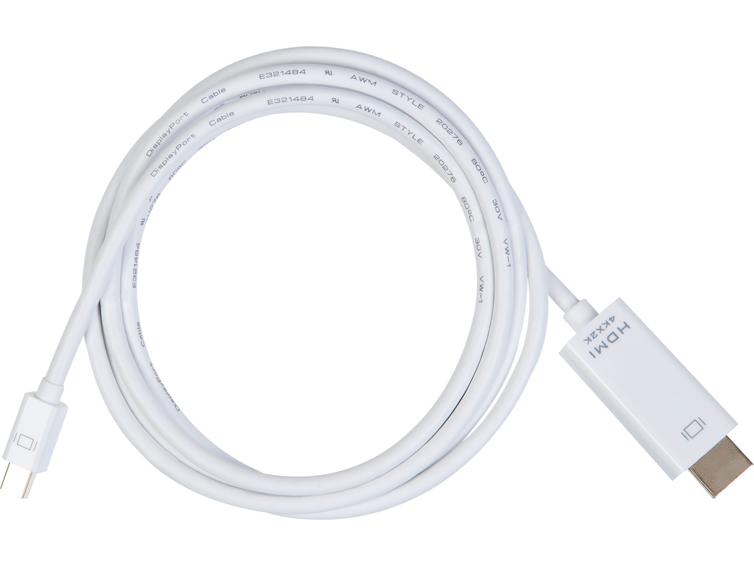 Mini DP til HDMI kabel 2m (hvit) Monitorkabler