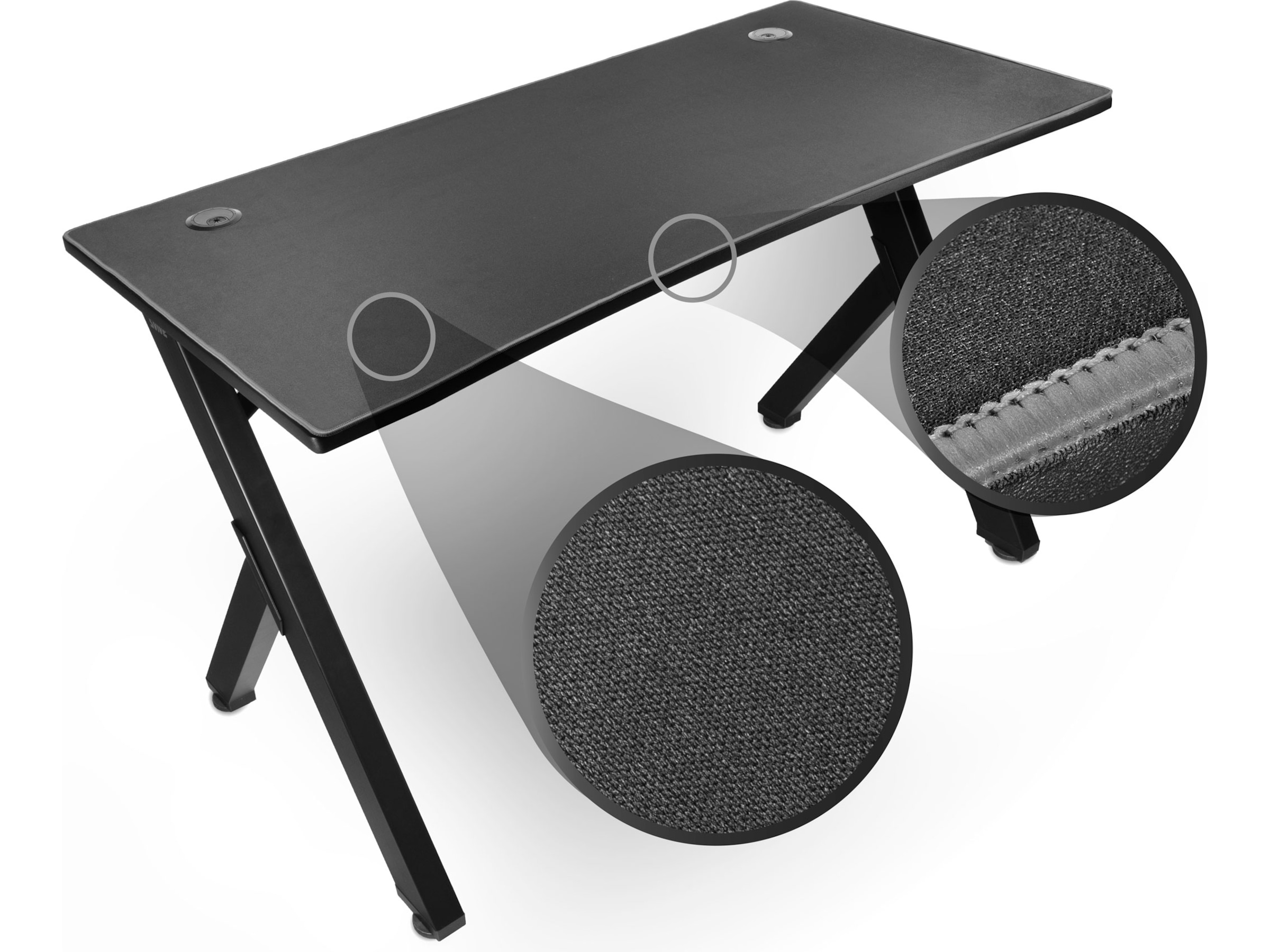 Svive Cygnus Gaming Desk matt sort med grå sømmer Gamingdesk