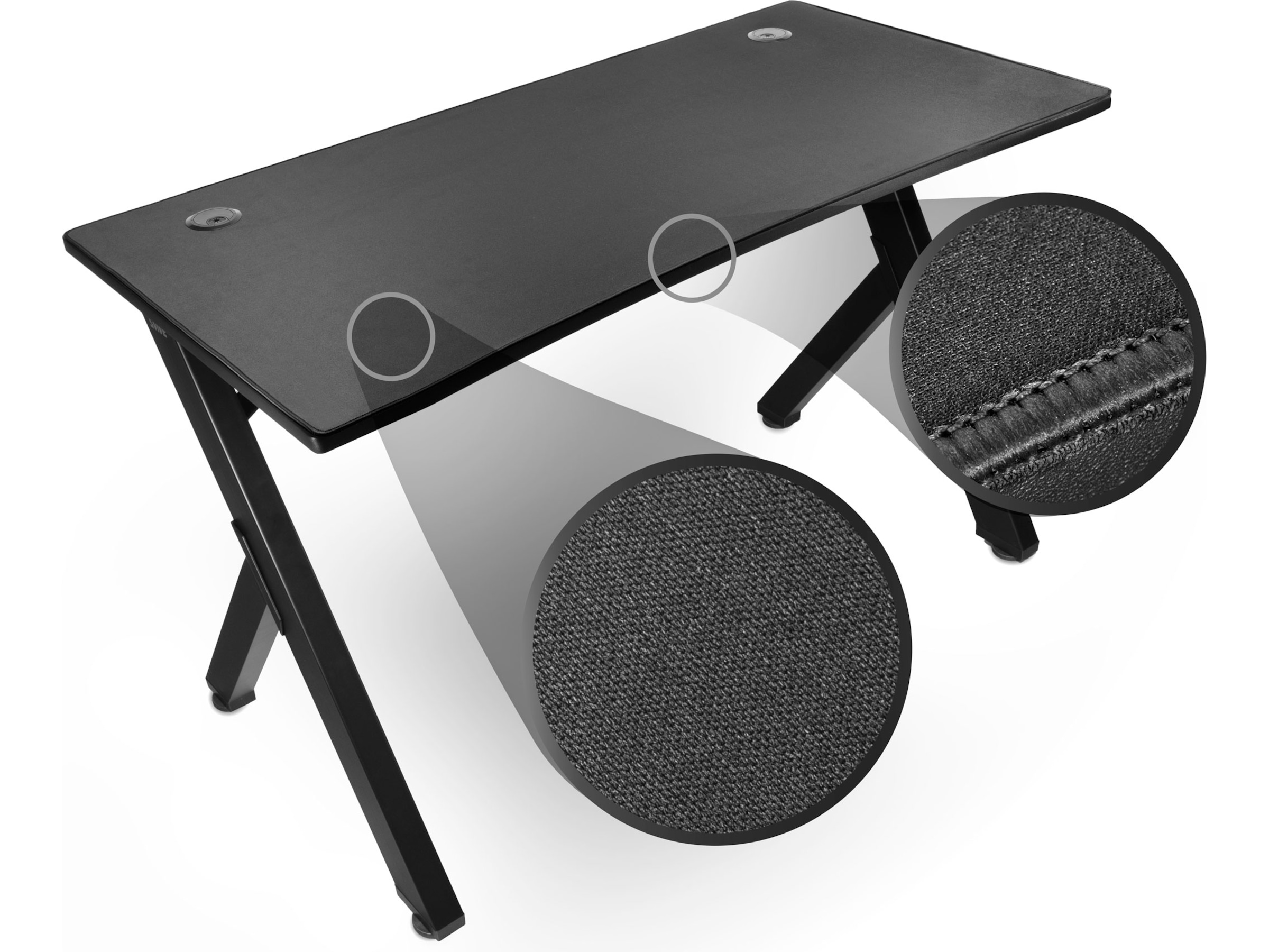 Svive Cygnus Gaming Desk matt sort med sorte sømmer Gamingdesk