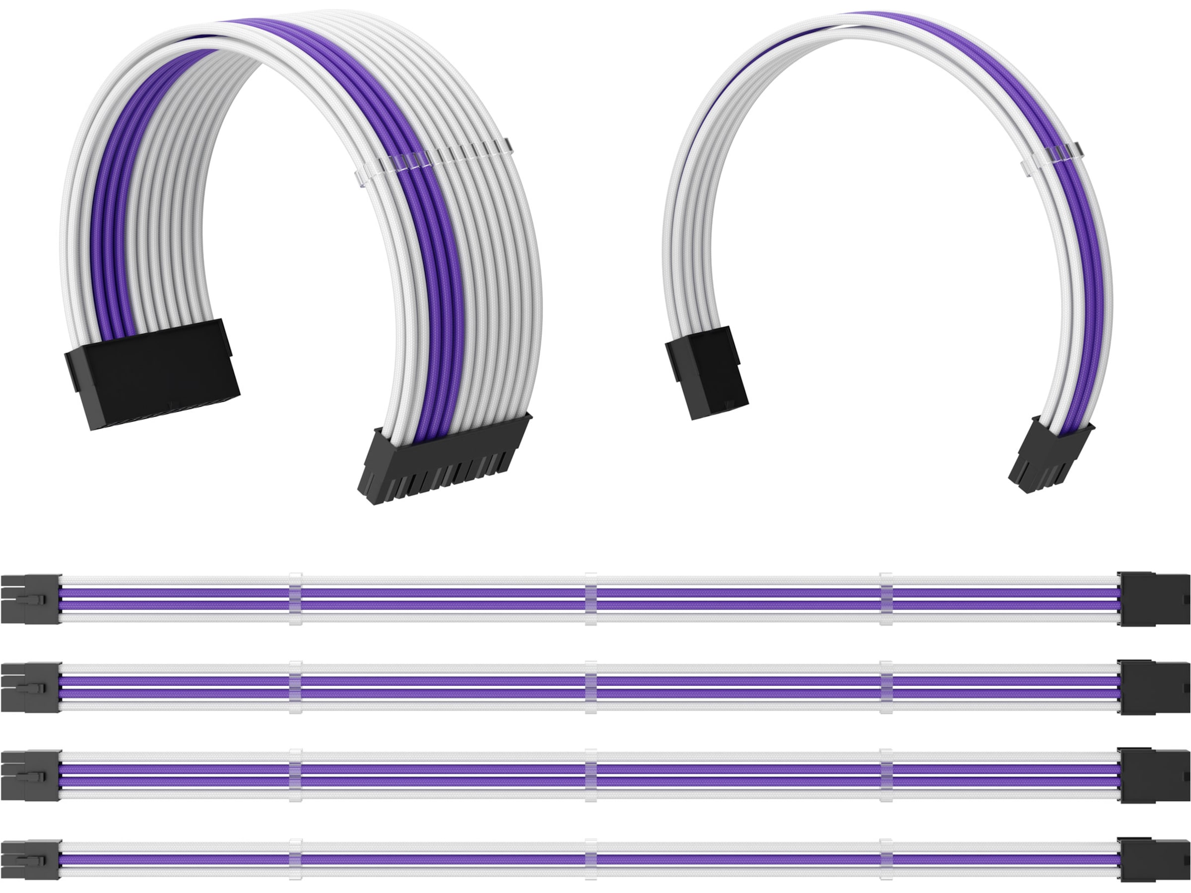 Full PSU Sleeved Cable Extension Kit (hvit/lilla